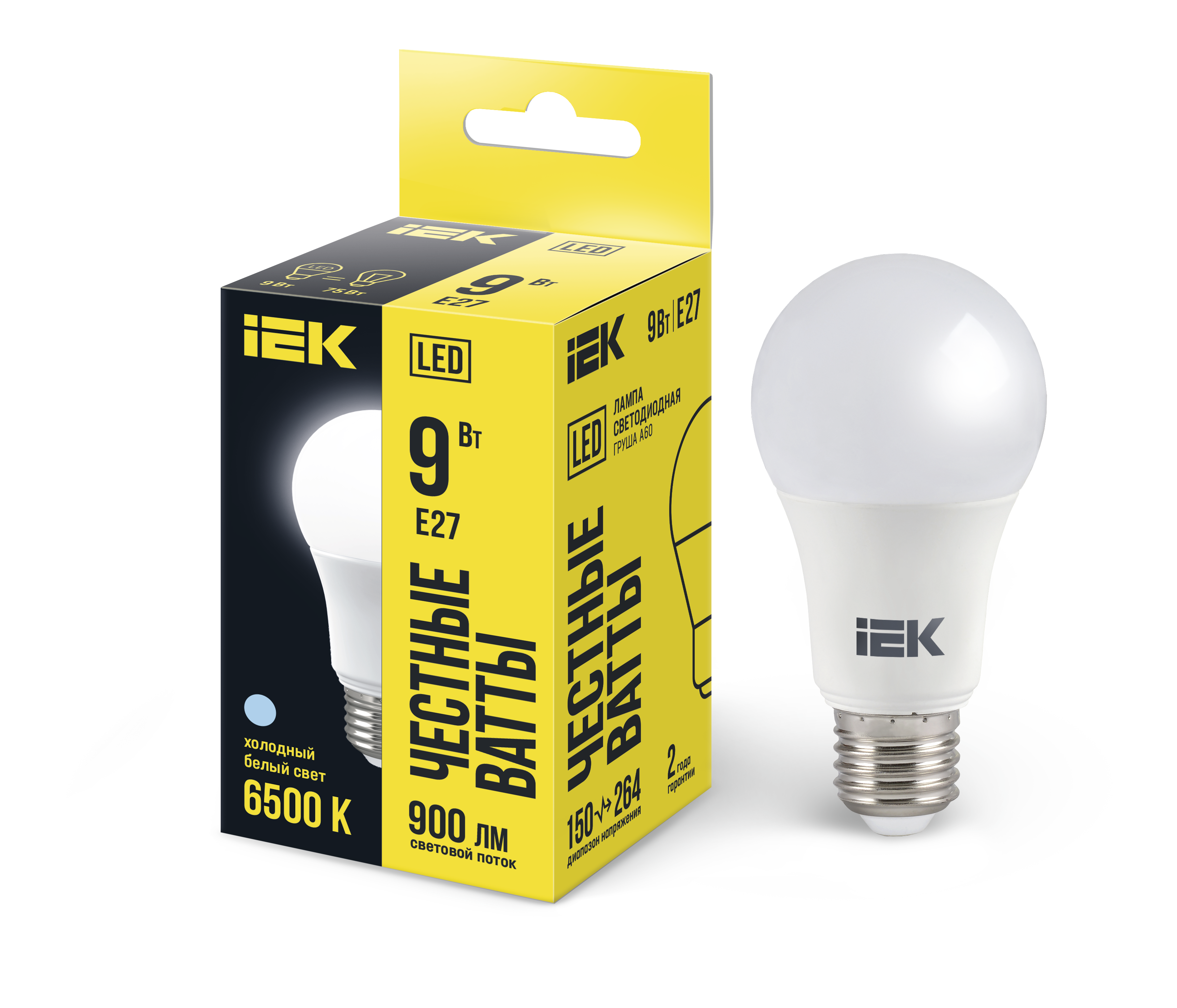 Лампа светодиодная A60 груша 9Вт 230В 6500К E27