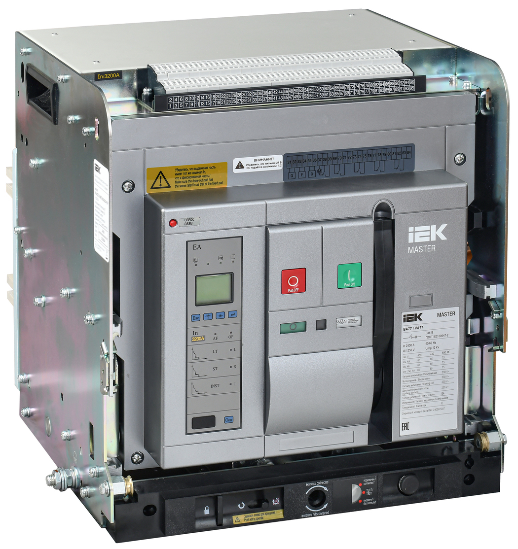 Выключатель автоматический воздушный переменного тока ВА77 выдвижного исполнения 3 полюса типоразмер E 85кА 2500А EA