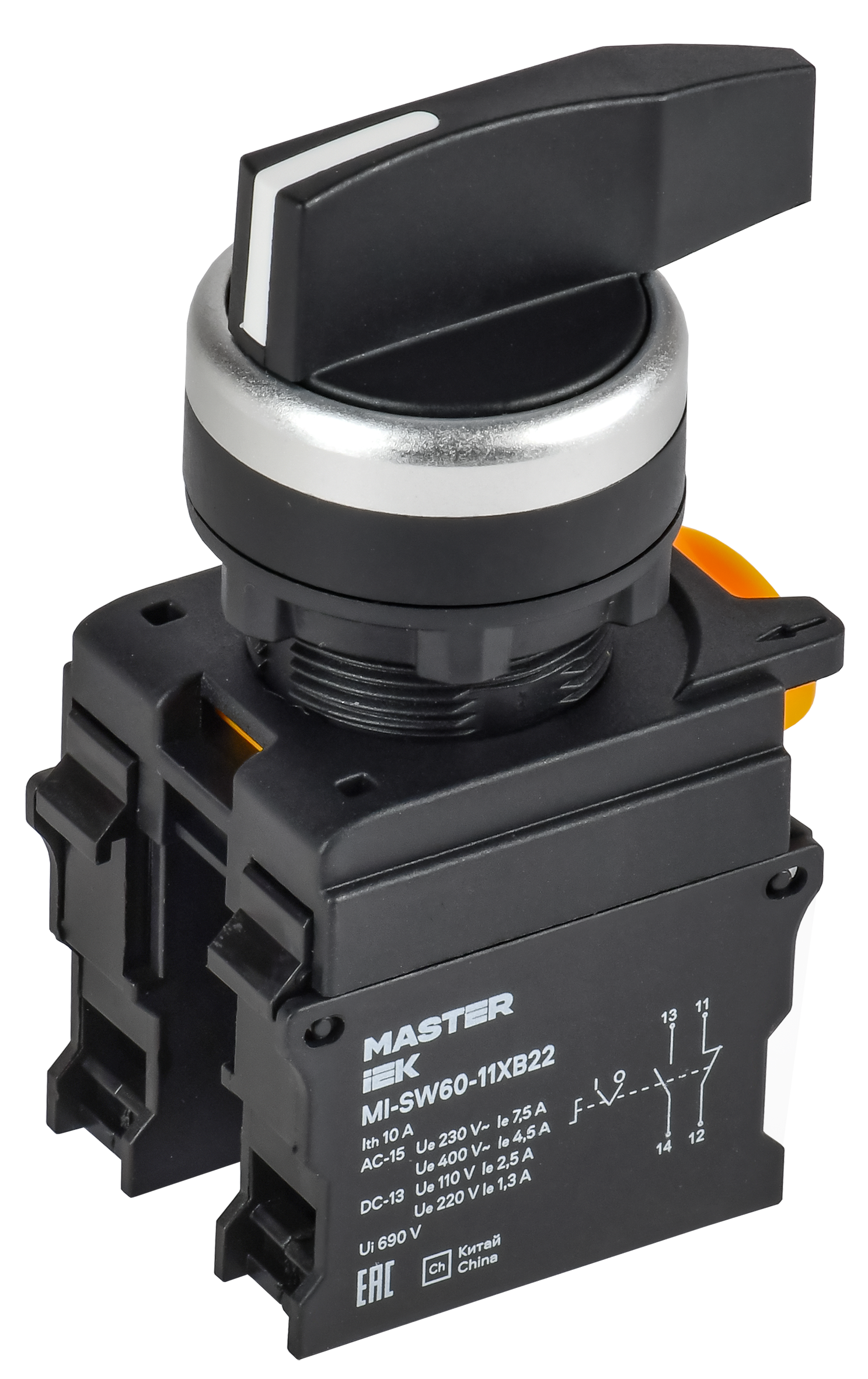 Переключатель длин. ручка 2 полож. возвр. 1NO+1NC MASTER