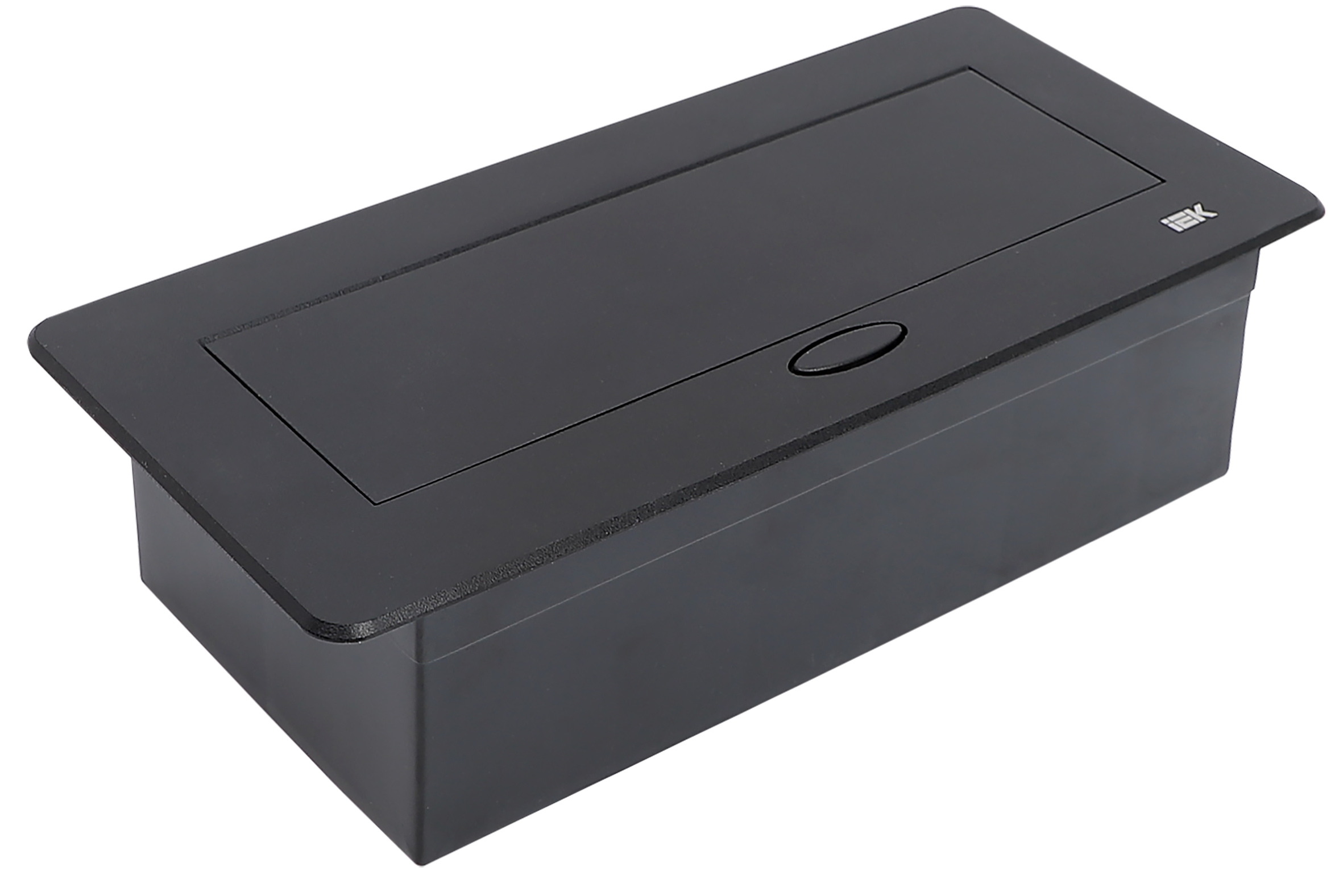 PRIMER Блок розеточный с выдвижной крышкой на 6 модулей черный IEK