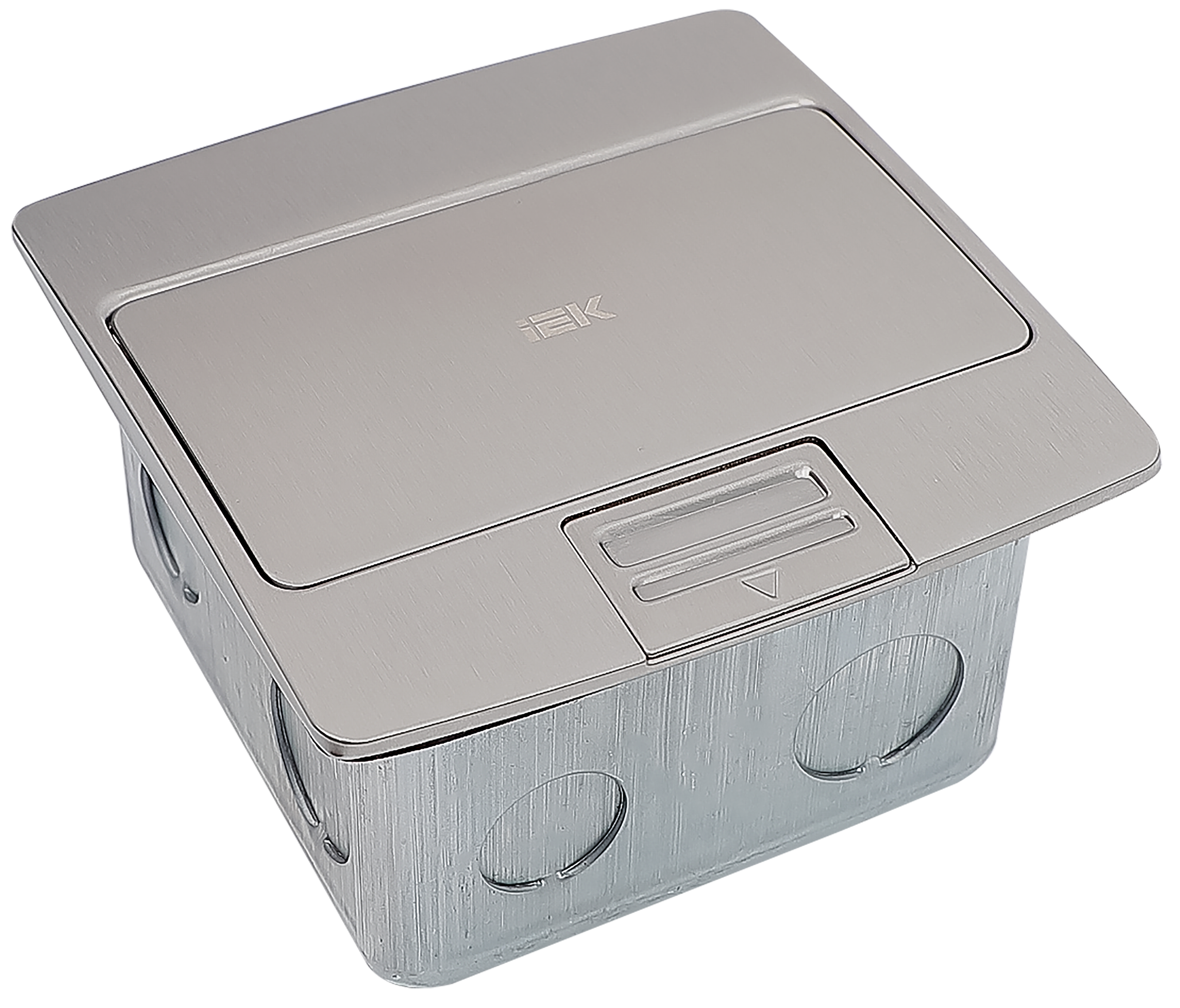 PRIMER Лючок с откидной крышкой неукомплектованный на 3 модуля IP42 нержавеющая сталь IEK