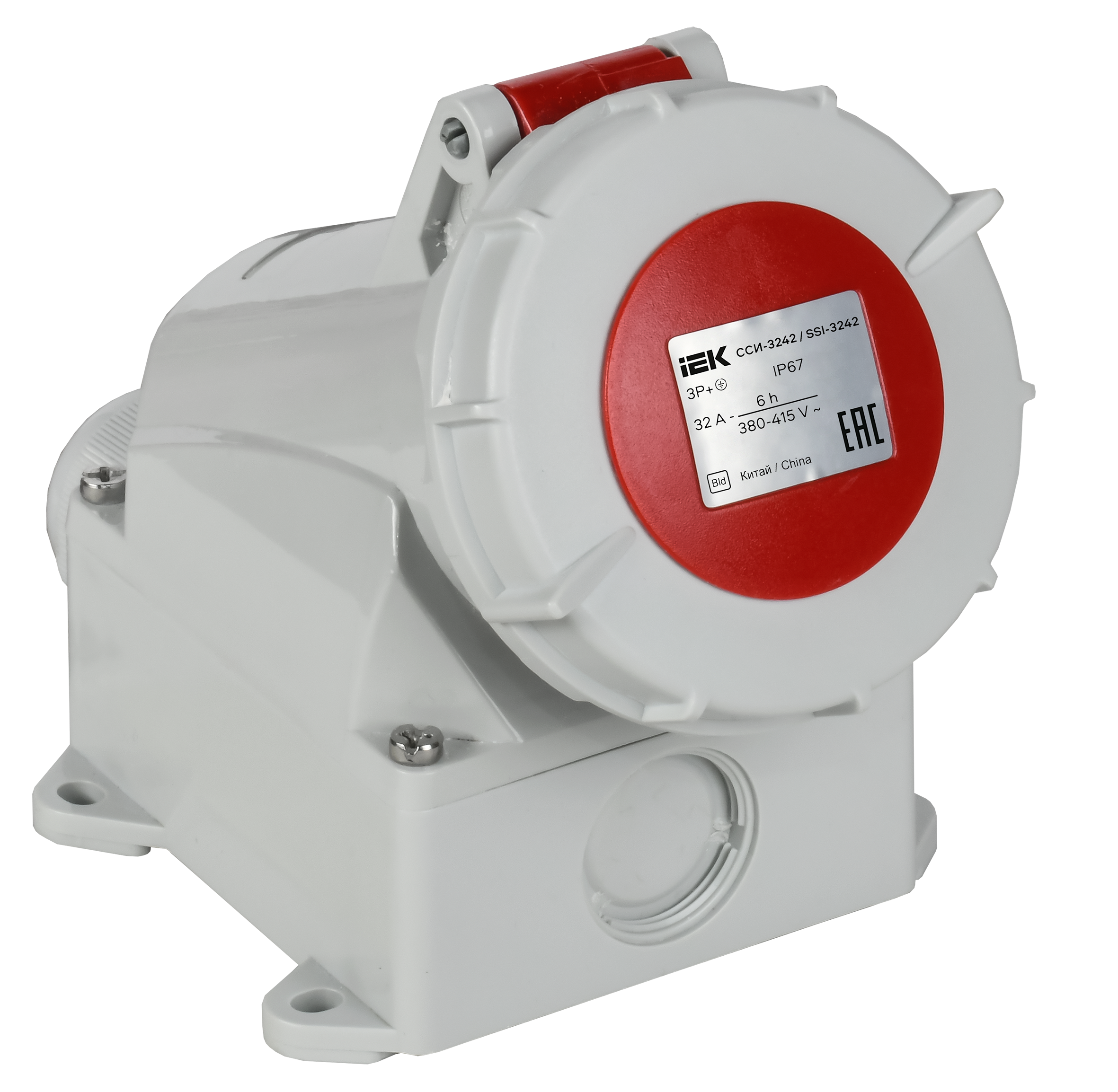 Розетка стационарная ССИ-1142 16А-6ч 380В 3P+PE IP67 IEK