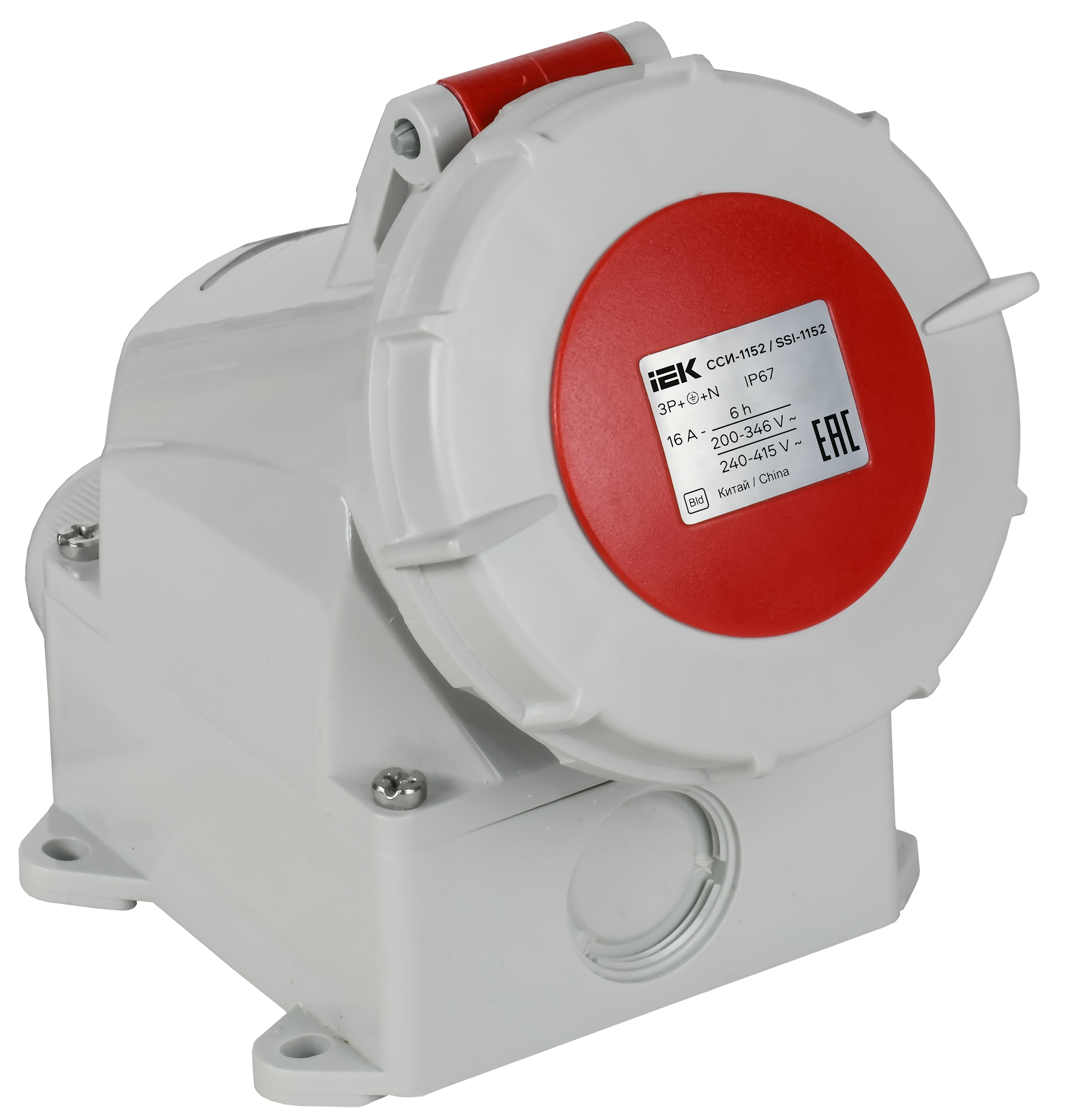Розетка стационарная ССИ-1152 16А-6ч 380В 3P+PE+N IP67 IEK