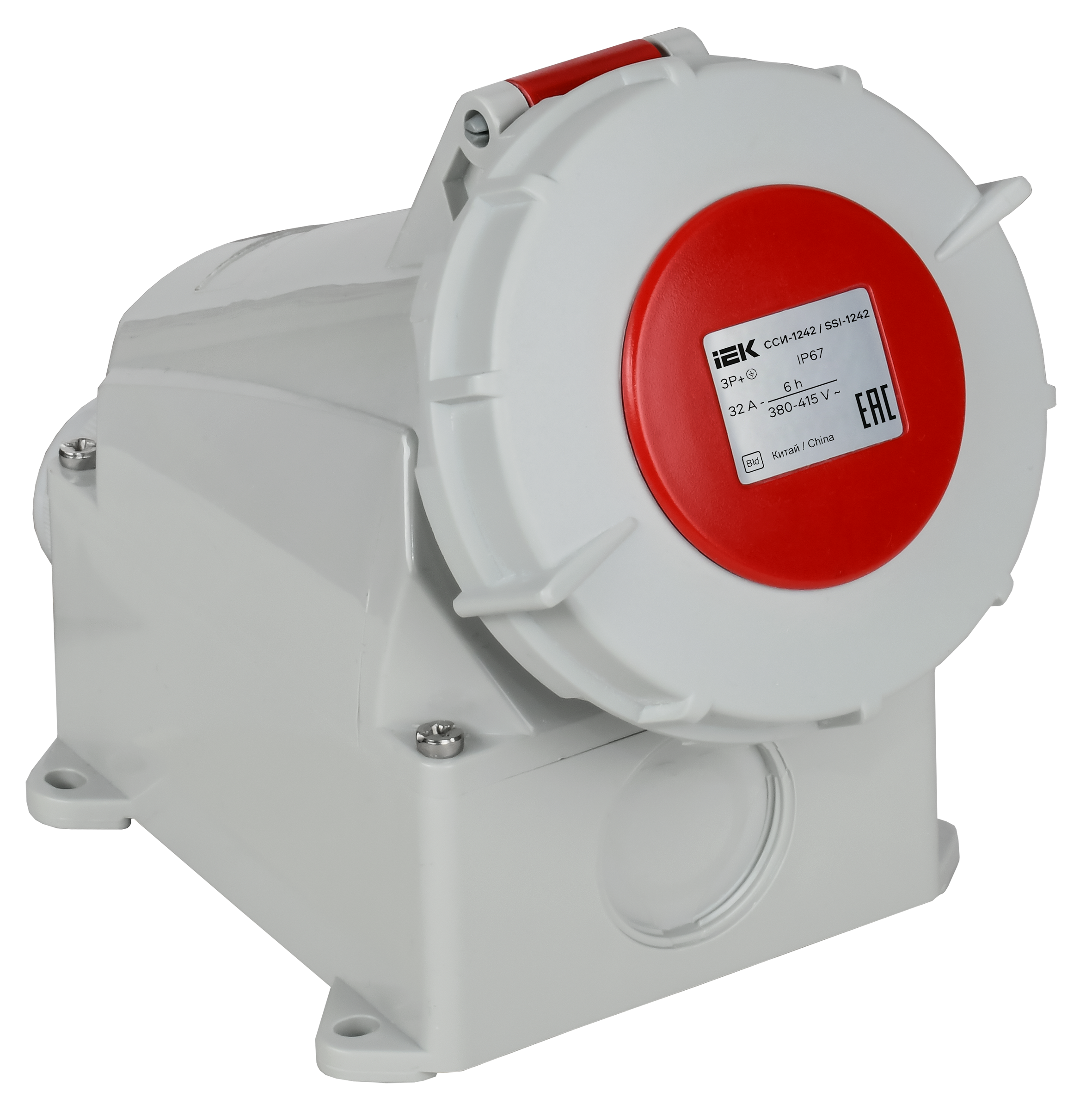 Розетка стационарная ССИ-1242 32А-6ч 380В 3P+PE IP67 IEK