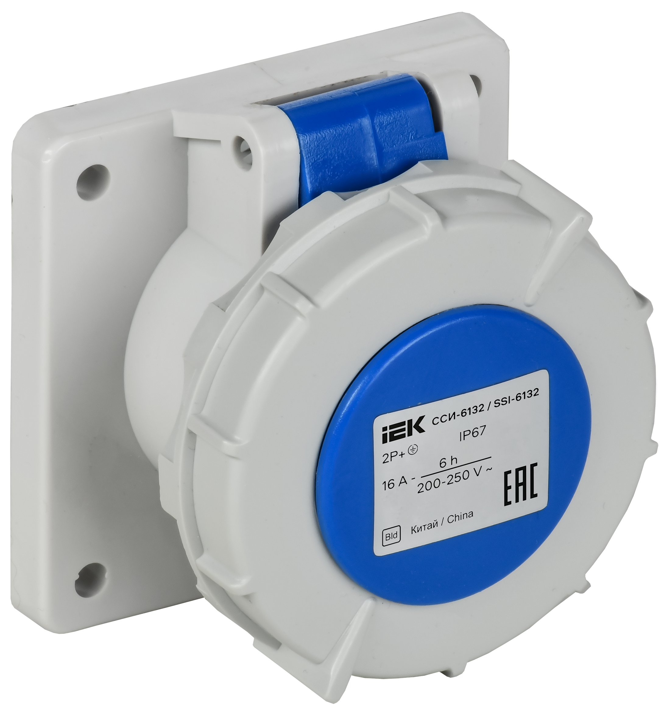 Розетка встраиваемая прямаяССИ-6132 16А-6ч 220В 2P+PE IP67 IEK