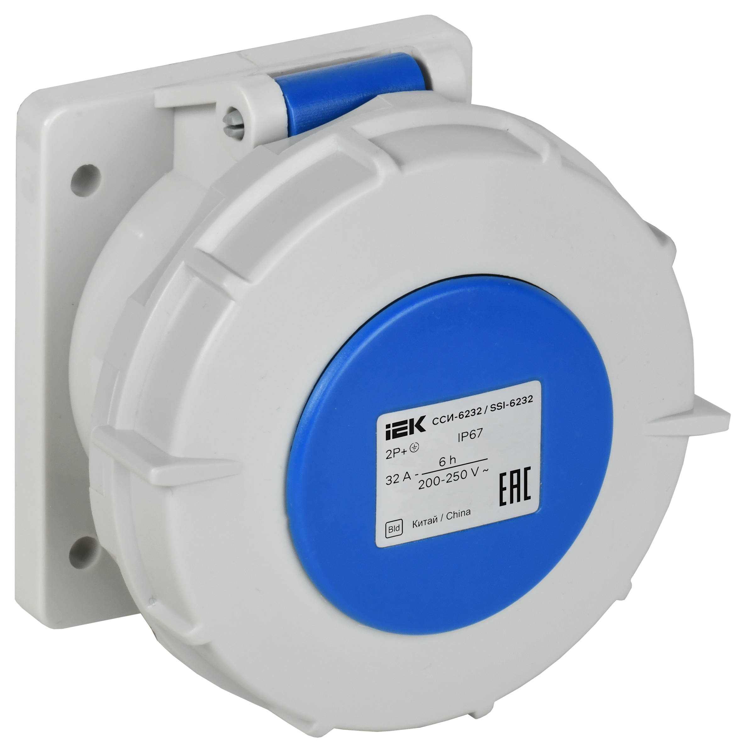 Розетка встраиваемая прямаяССИ-6232 32А-6ч 220В 2P+PE IP67 IEK