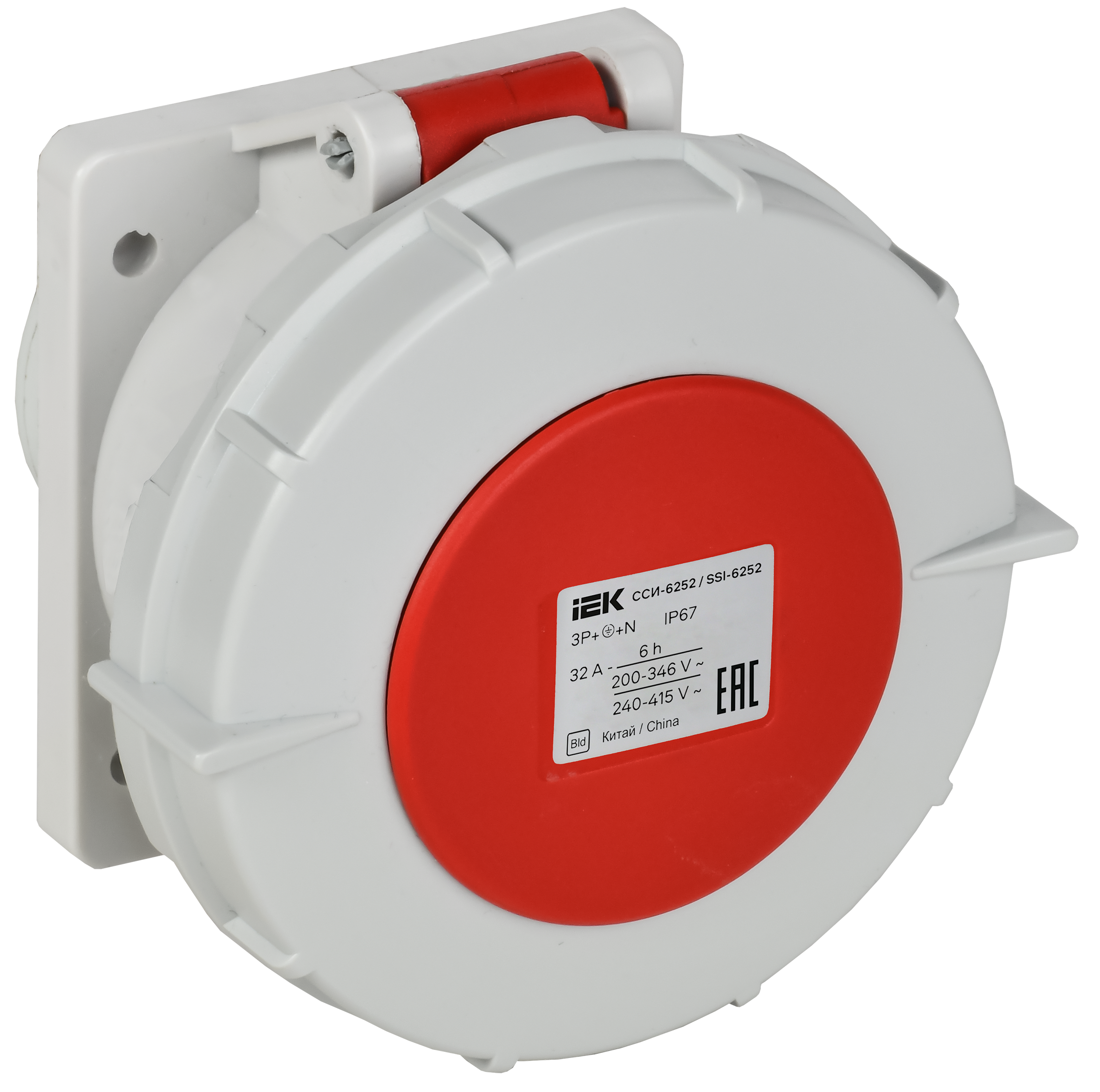 Розетка встраиваемая прямаяССИ-6252 32А-6ч 380В 3P+PE+N IP67 IEK