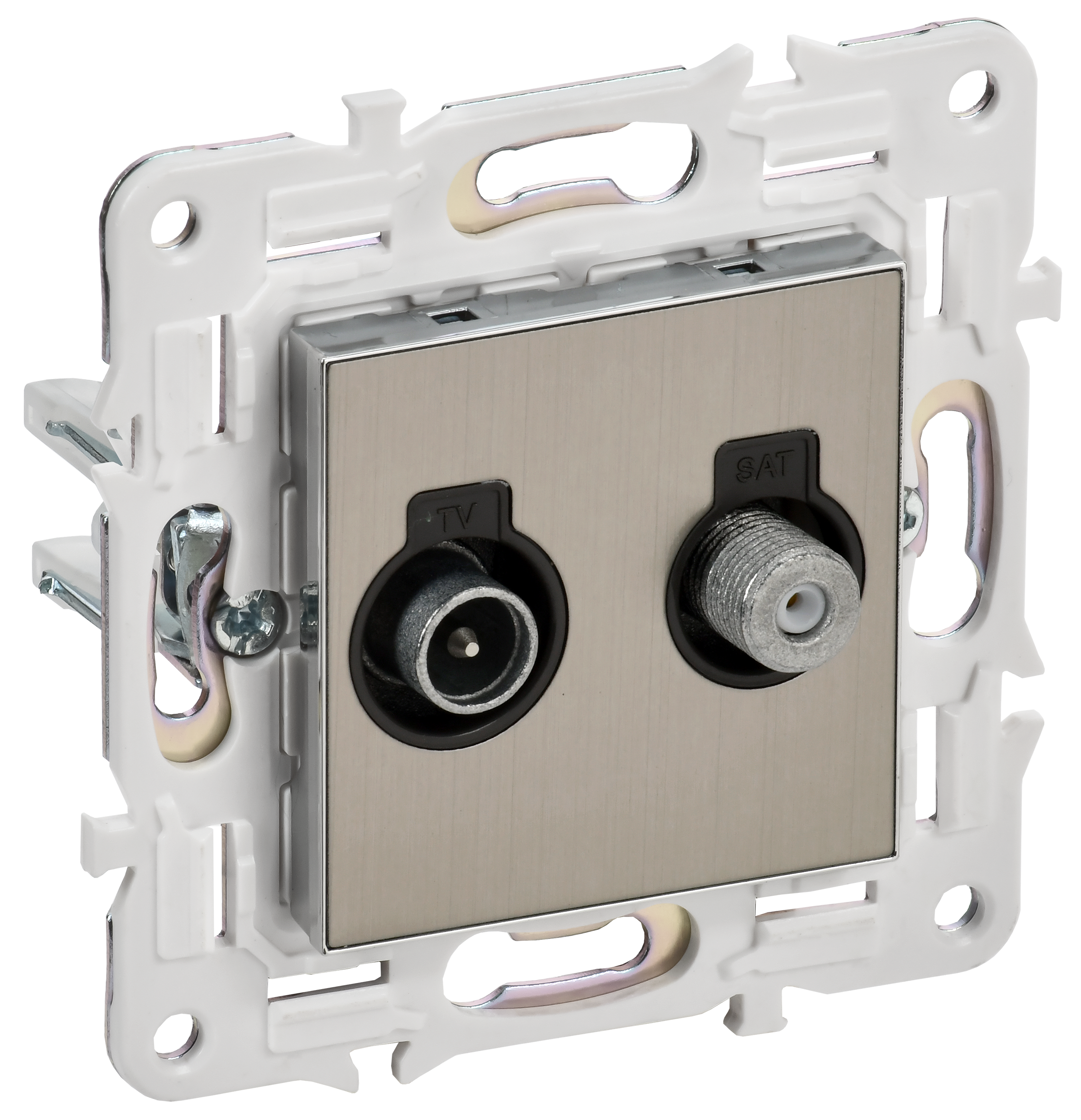SKANDY Розетка двойная TV+SAT SK-A13N никель IEK