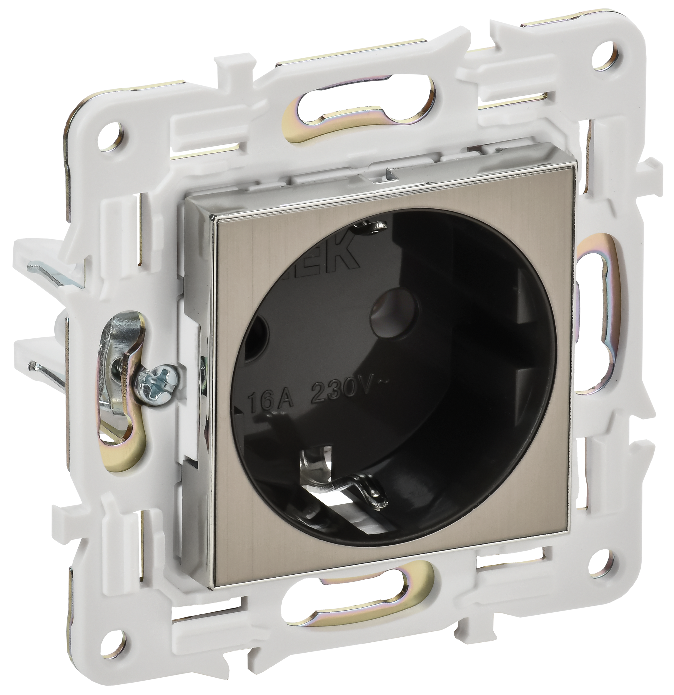 SKANDY Розетка с заземлением без защитных шторок 16А SK-R05N никель IEK