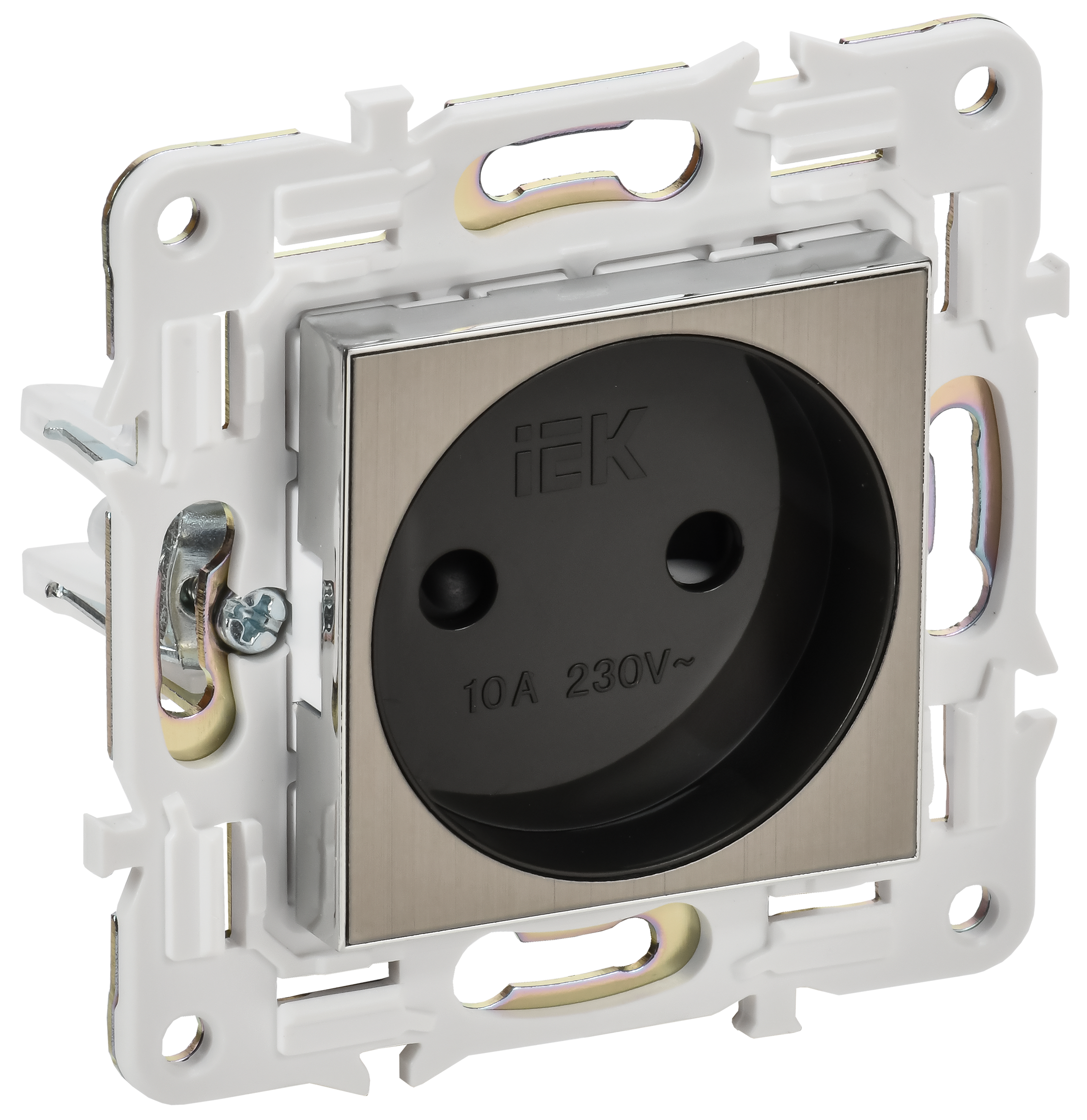 SKANDY Розетка без заземления с защитными шторками 10А SK-R01N никель IEK