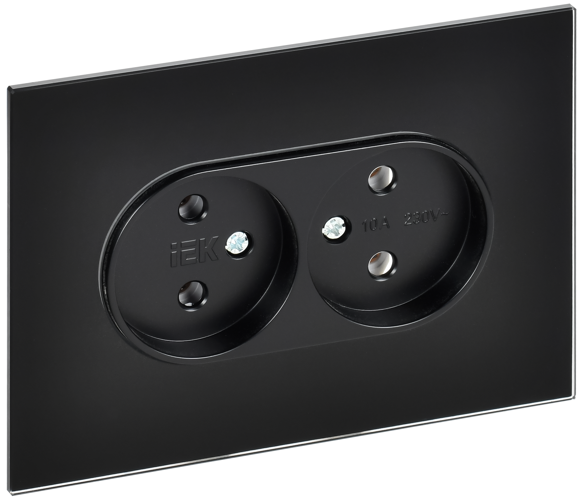 SKANDY Розетка 2-местная без заземления без защитных шторок для плоской вилки 10А SK-R03Bl стекло черный