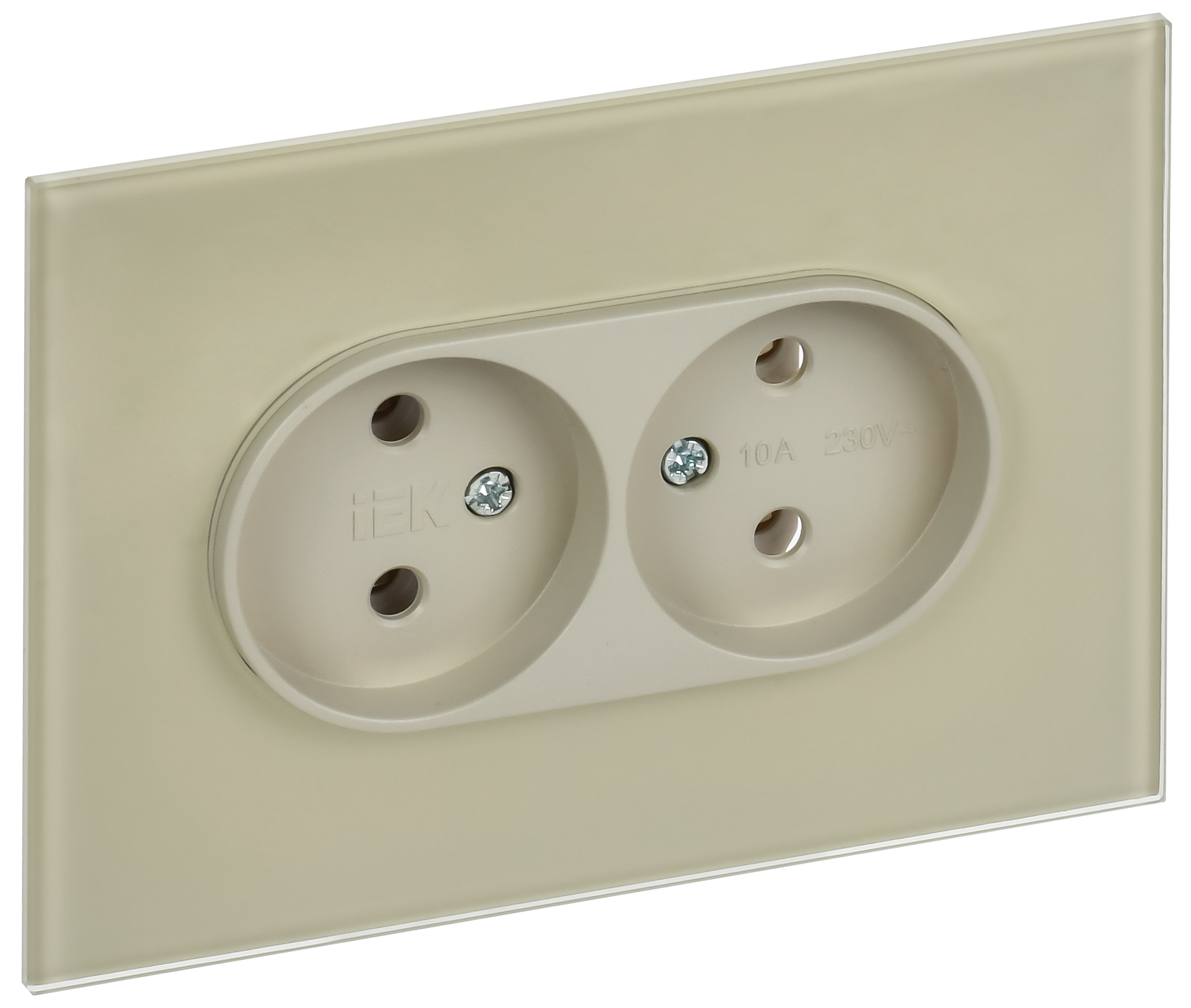 SKANDY Розетка 2-местная без заземления без защитных шторок для плоской вилки 10А SK-R03B стекло бежевый