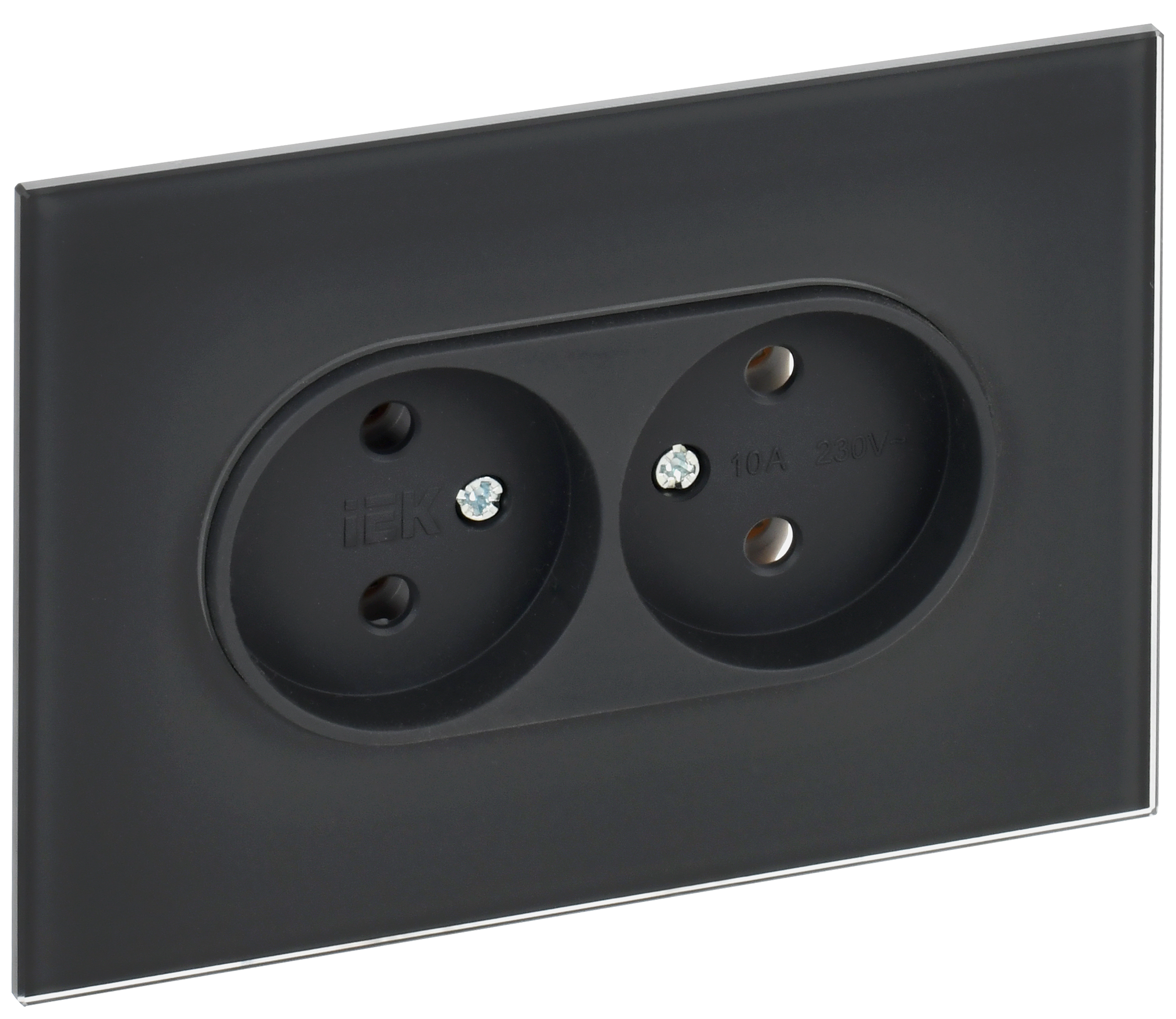 SKANDY Розетка 2-местная без заземления без защитных шторок для плоской вилки 10А SK-R03G стекло графит