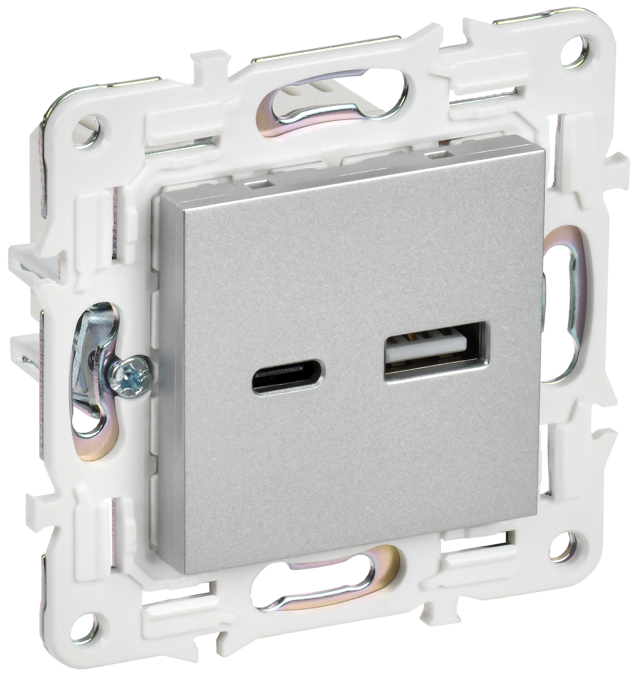 SKANDY Розетка USB A+C 3,1А SK-R14S серебряный IEK