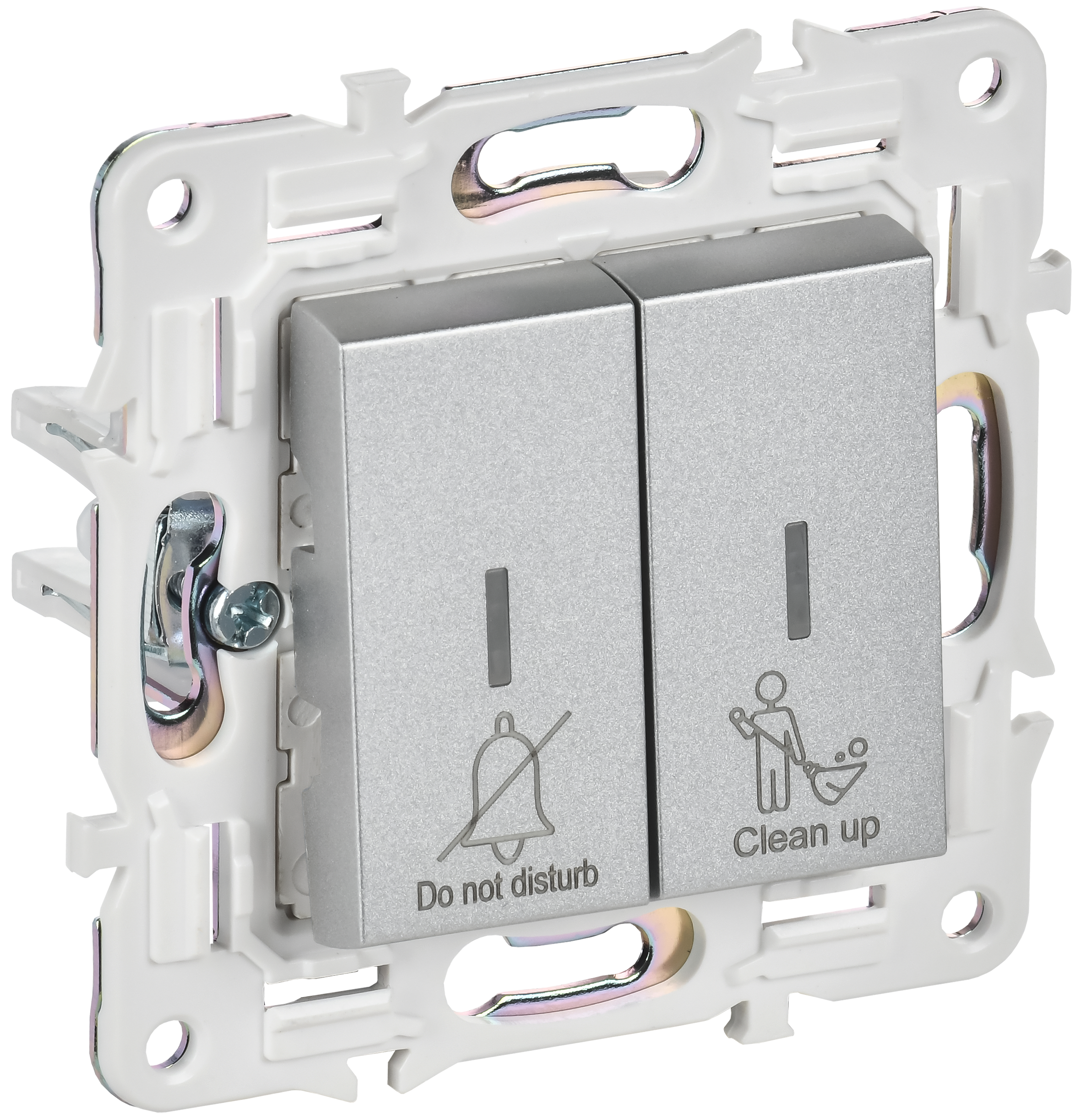 SKANDY Выключатель 2-клавишный с индикацией для отелей 10А SK-V16S серебряный IEK