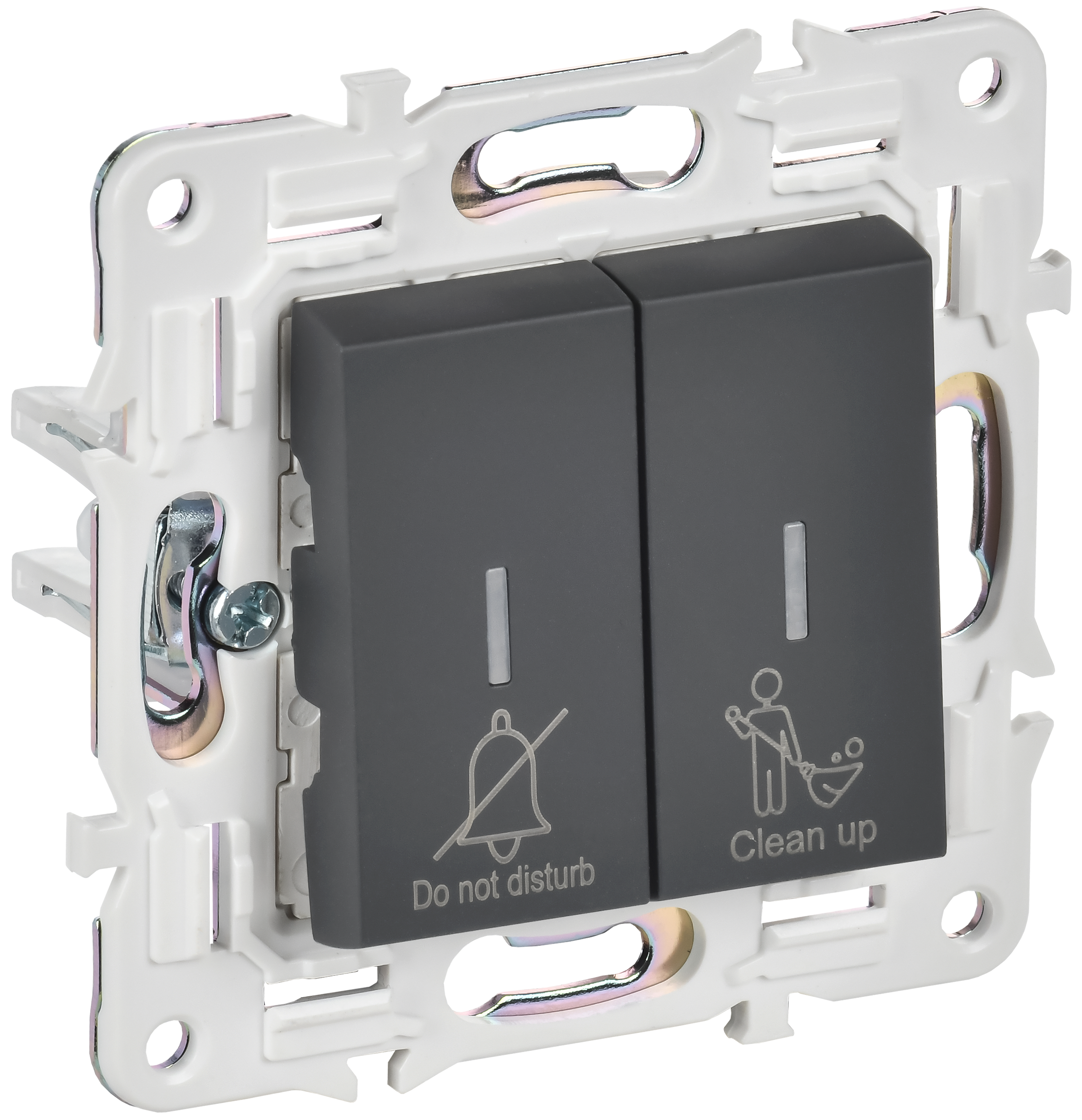 SKANDY Выключатель 2-клавишный с индикацией для отелей 10А SK-V16G графит IEK