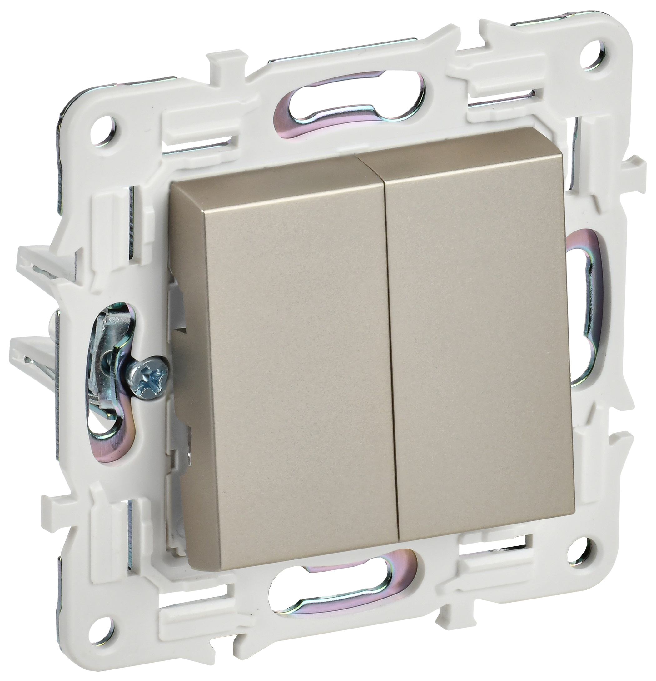 SKANDY Выключатель 2-клавишный перекрестный 10А SK-V06Sh шампань IEK