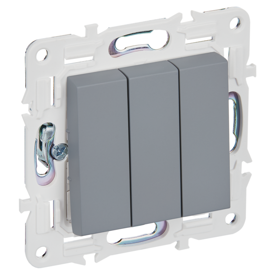 SKANDY Выключатель 3-клавишный 10А SK-V11Gr серый IEK