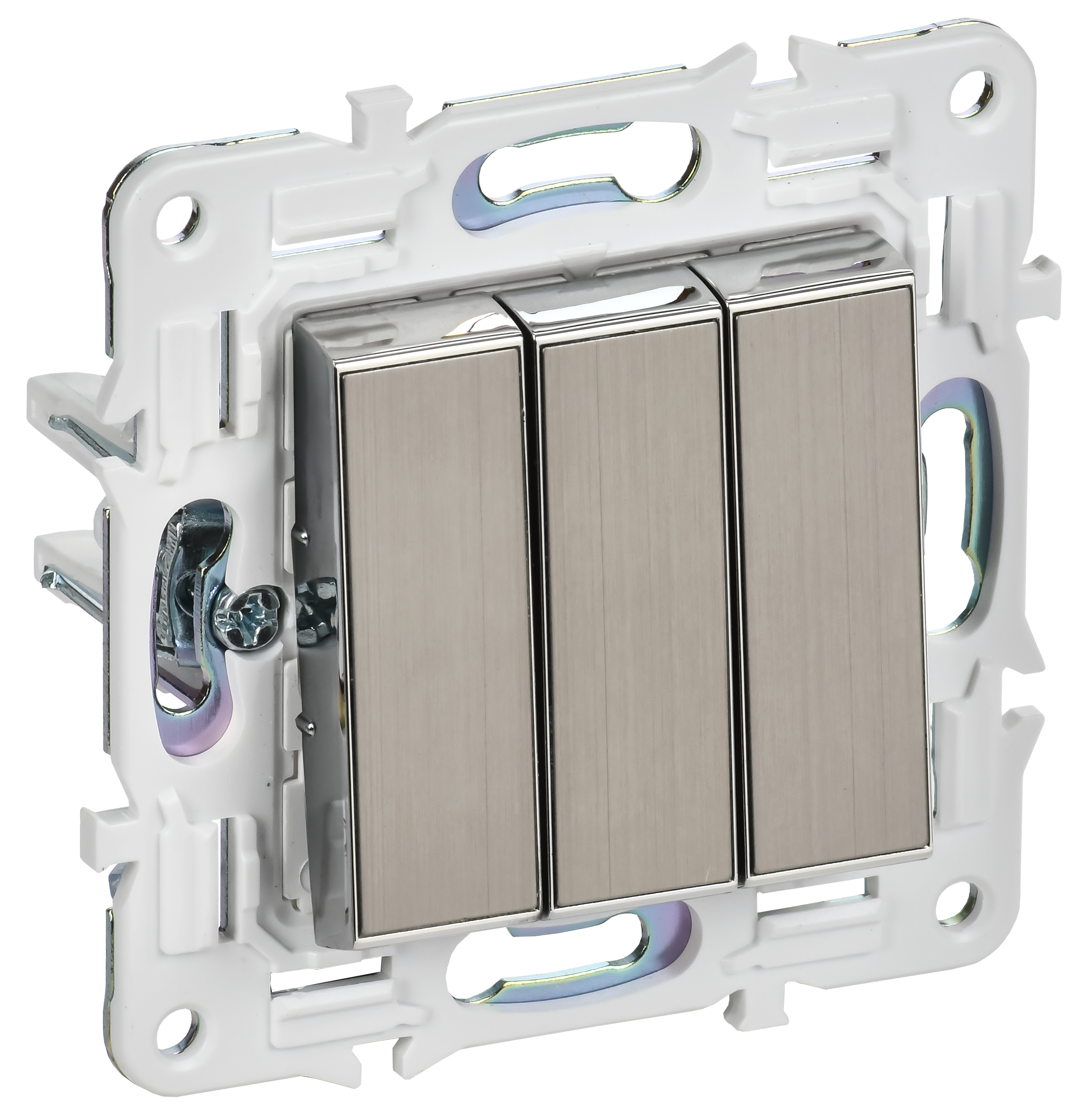 SKANDY Выключатель 3-клавишный 10А SK-V11N никель IEK