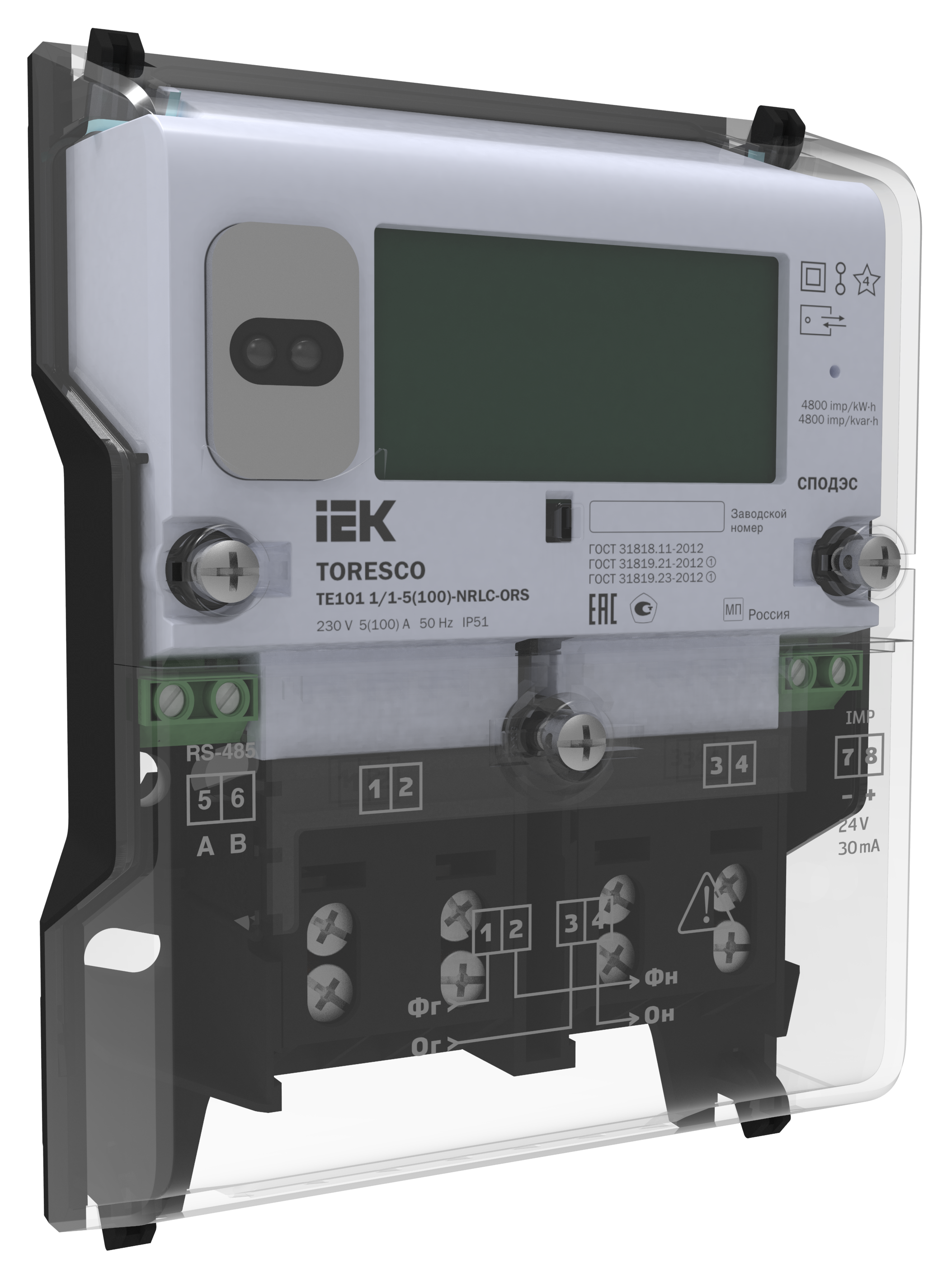Счетчик электрической энергии TORESCO TE101 1/1-5(100)-NRLC-ORS
