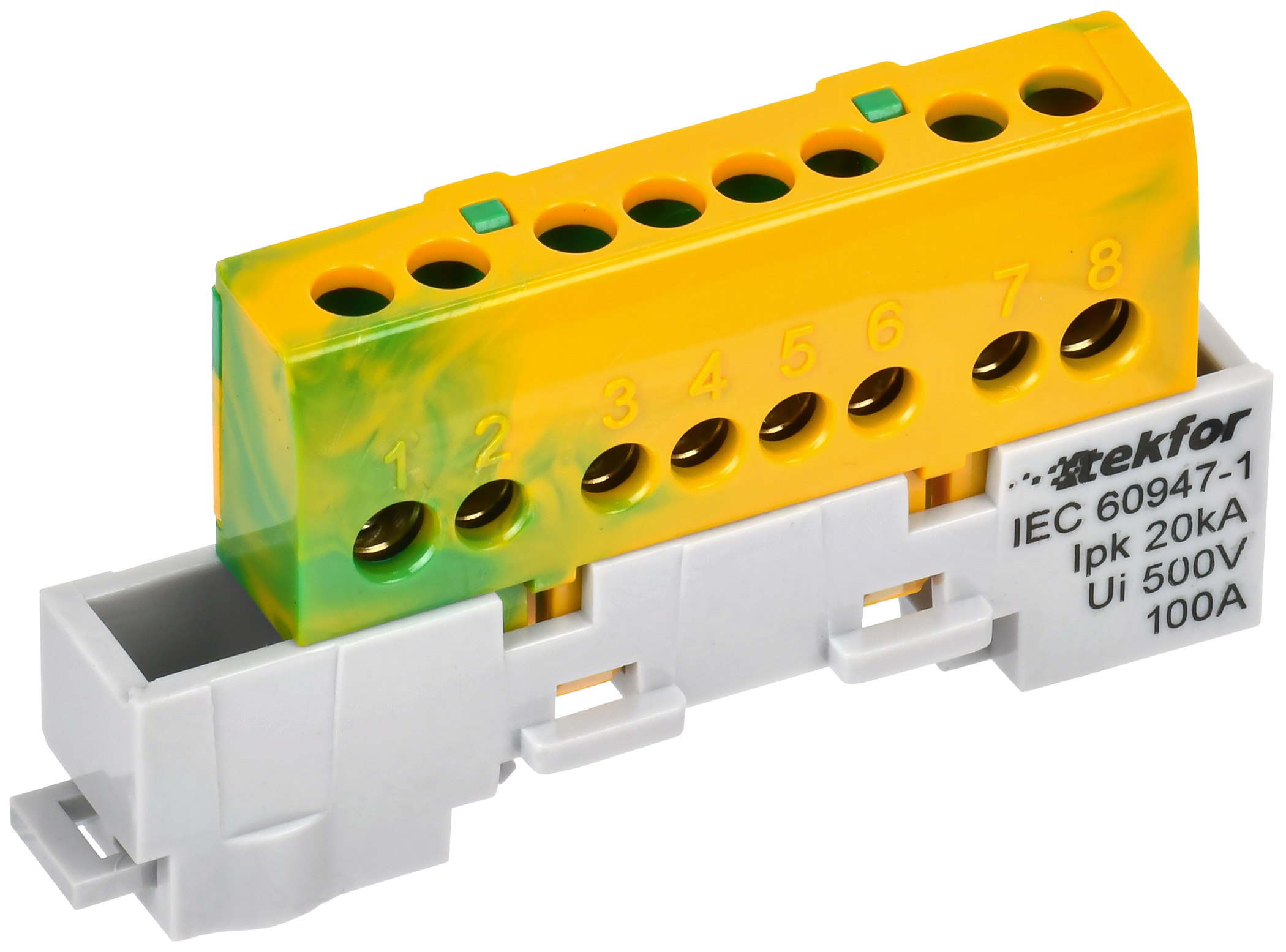 TEKFOR Шина PE земля изолированная на универсальном держателе 6х9-8-ЖЗ IEK