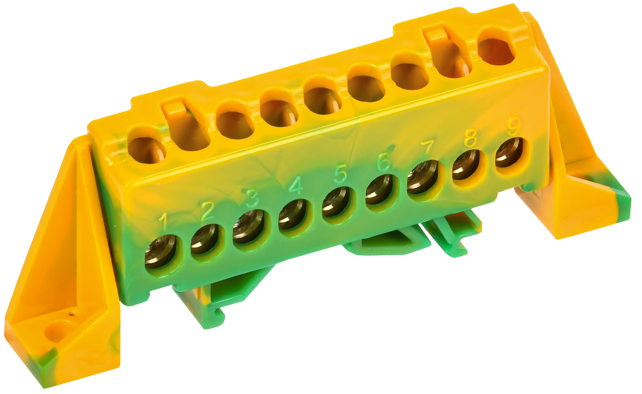 TEKFOR Шина PE земля в комбинированном DIN-изоляторе Стойка 6х9-9-ЖЗ IEK