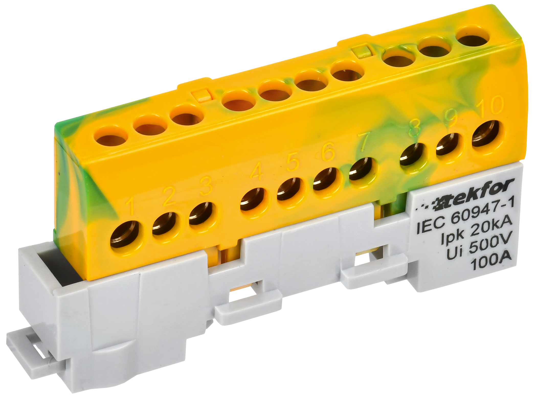 TEKFOR Шина PE земля изолированная на универсальном держателе 6х9-10-ЖЗ IEK