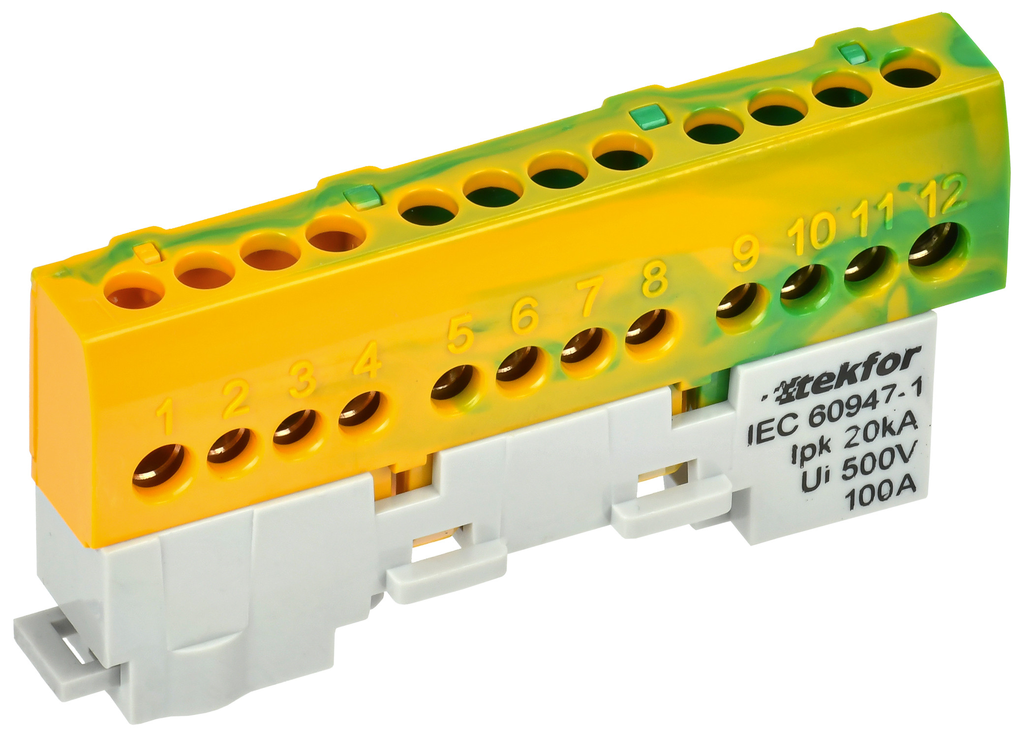 TEKFOR Шина PE земля изолированная на универсальном держателе 6х9-12-ЖЗ IEK