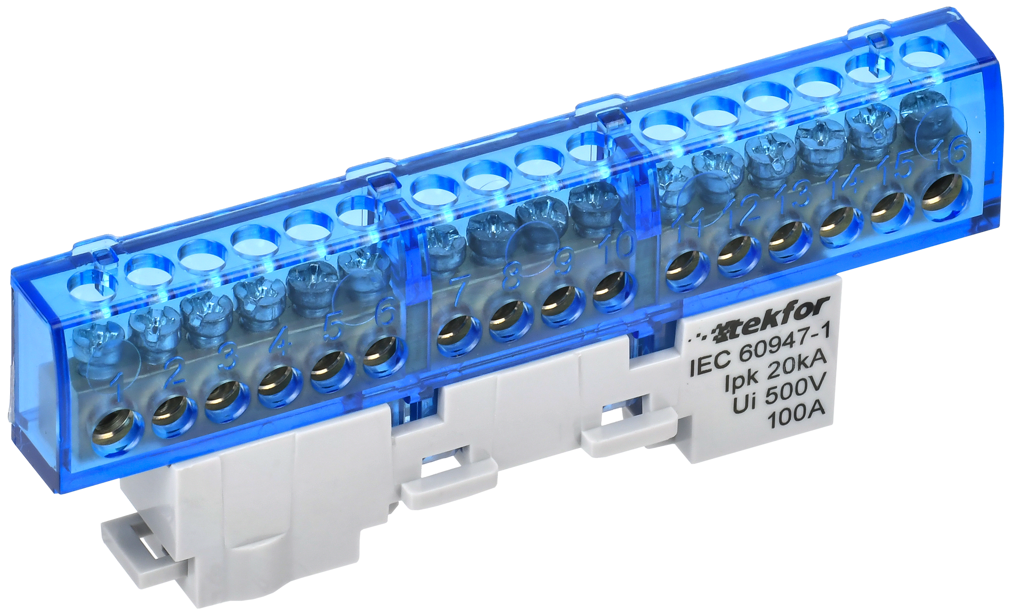 TEKFOR Шина N ноль изолированная на универсальном держателе 6х9-16-С IEK