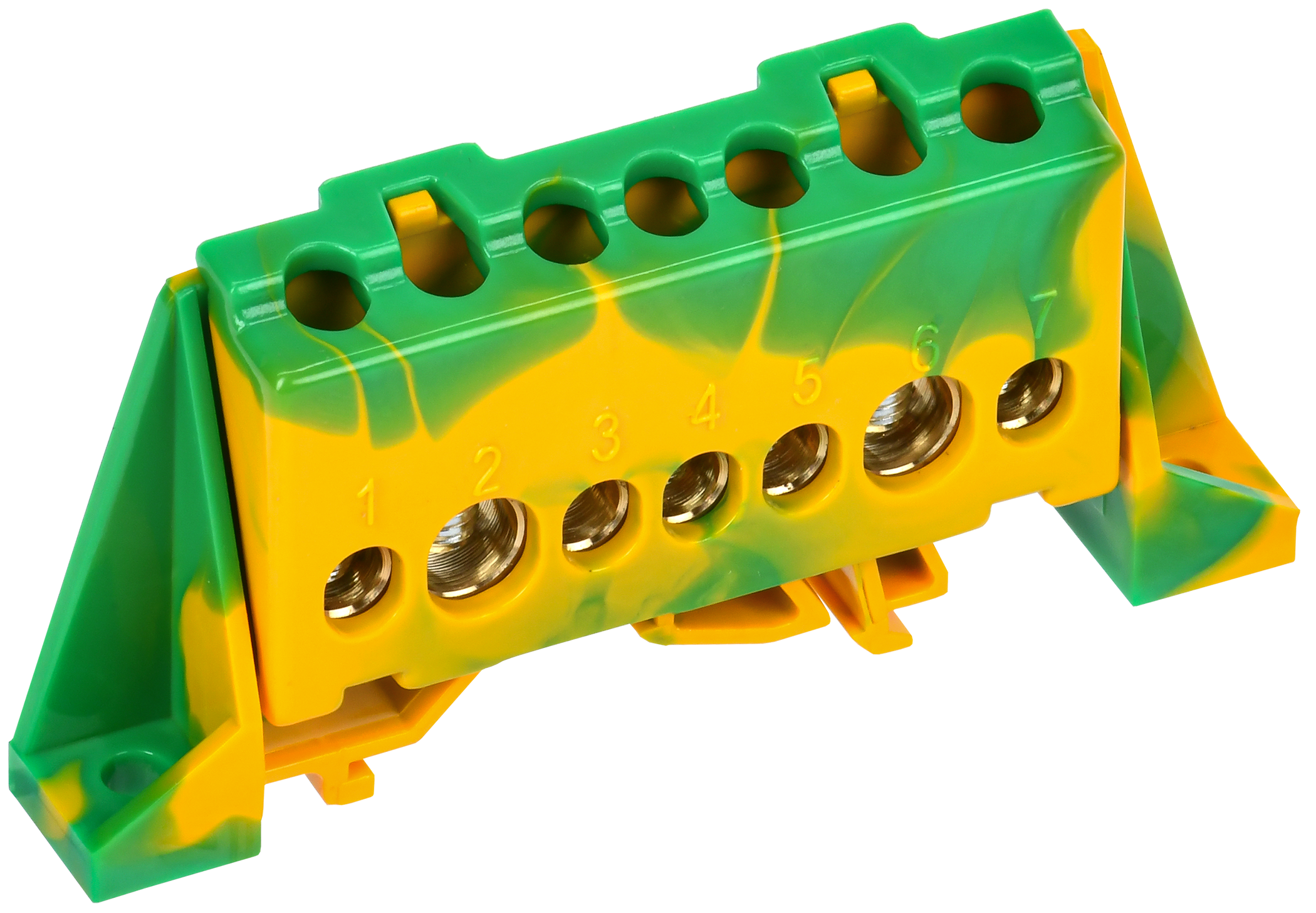 TEKFOR Шина PE земля в комбинированном DIN-изоляторе Стойка 8х12-7-ЖЗ IEK