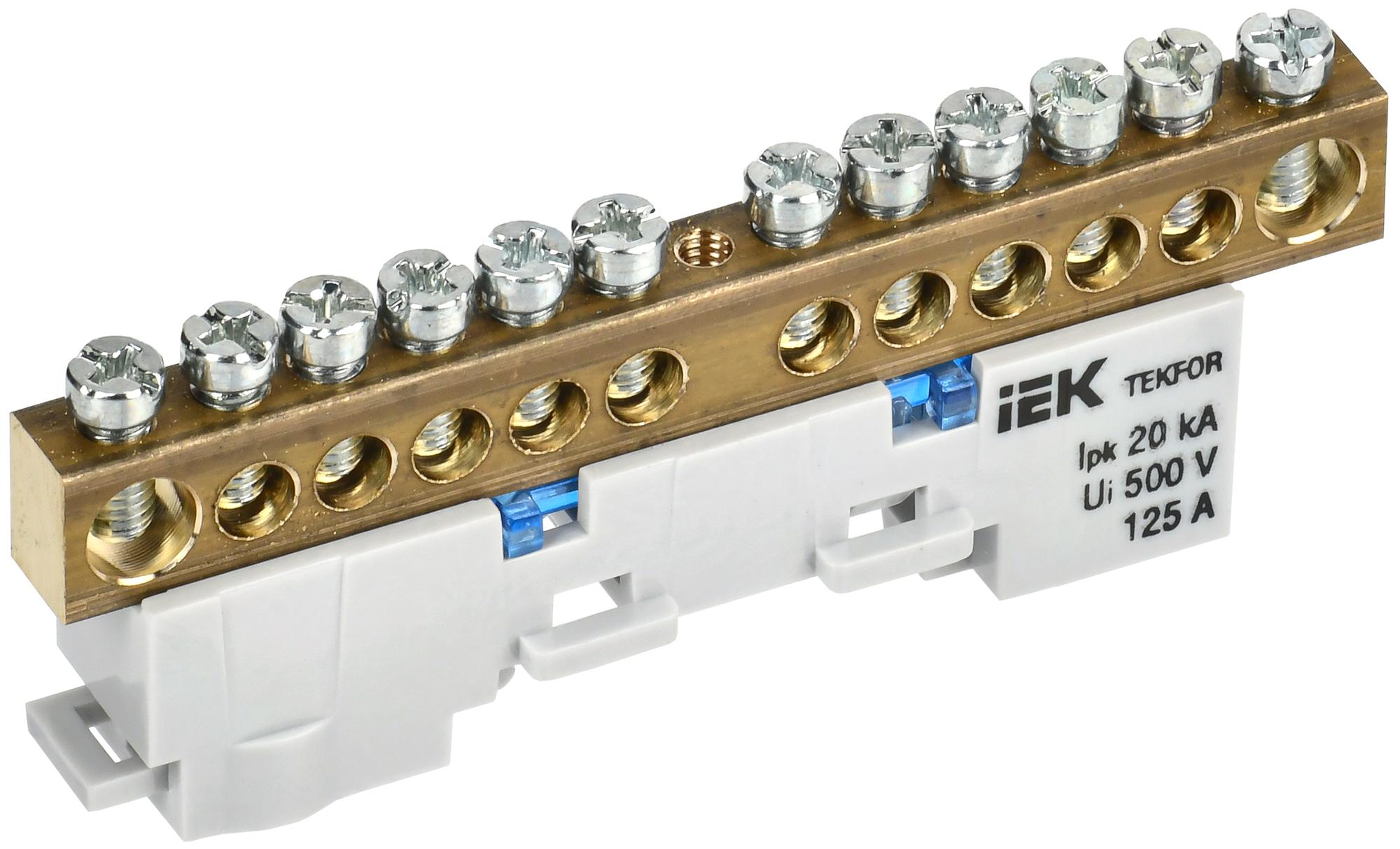 TEKFOR Шина N ноль неизолированная на универсальном держателе 8х12-12-С IEK