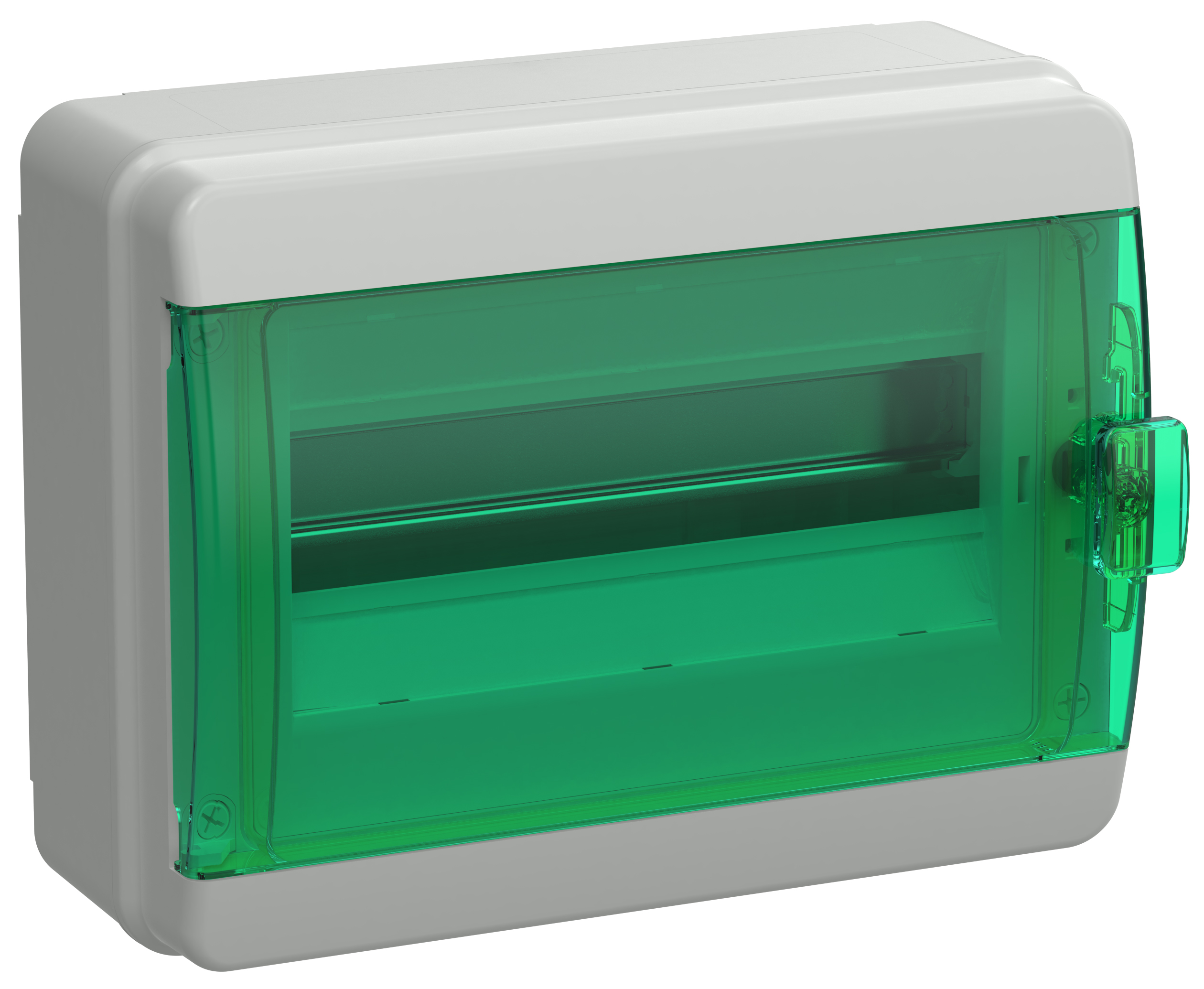 Корпус пластиковый навесной на 12 модулей КМПн-12 IP65 TEKFOR зеленая прозрачная дверь