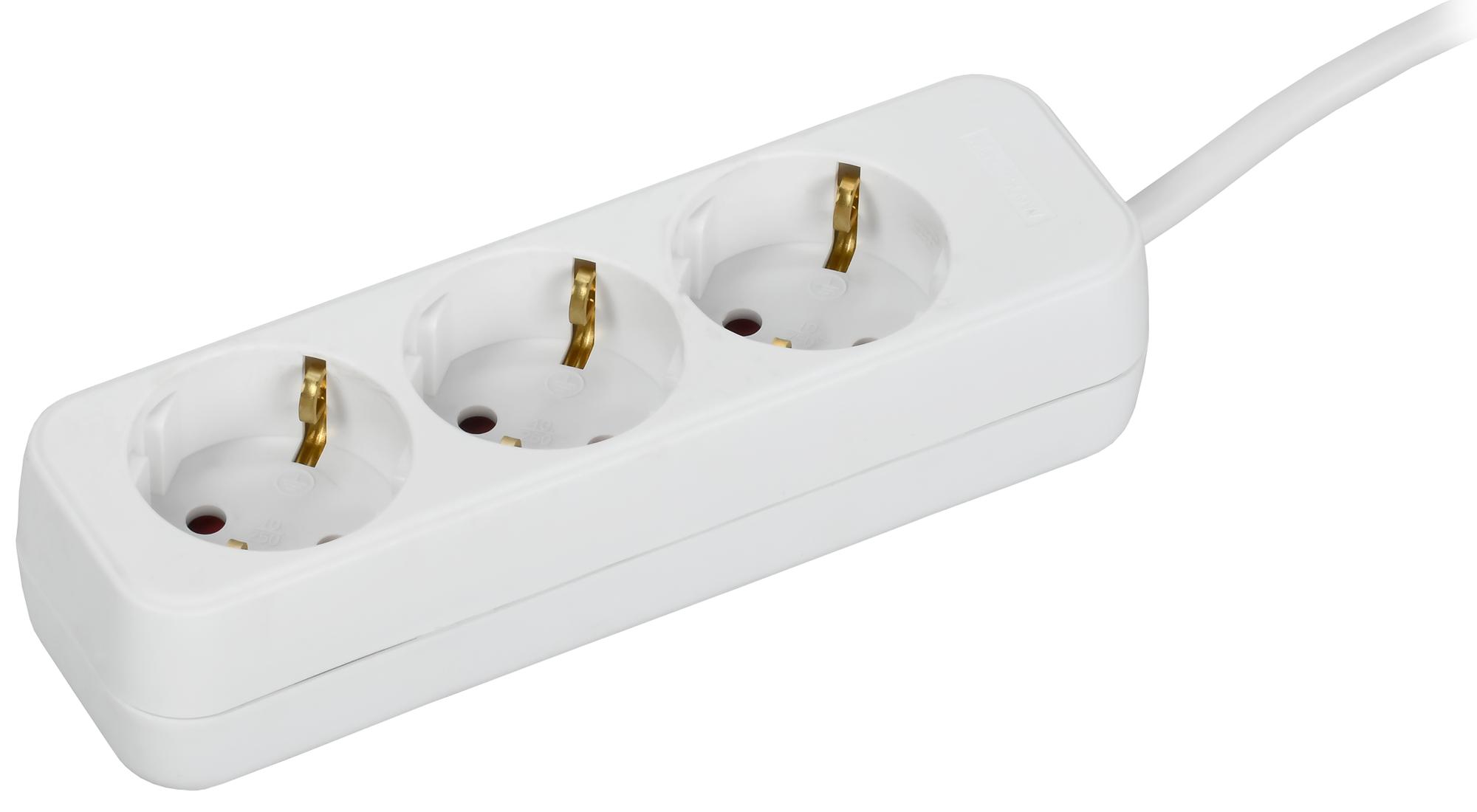 Удлинитель UMA У03 3 места 2P+PE 3м 3х1мм2 10А белый