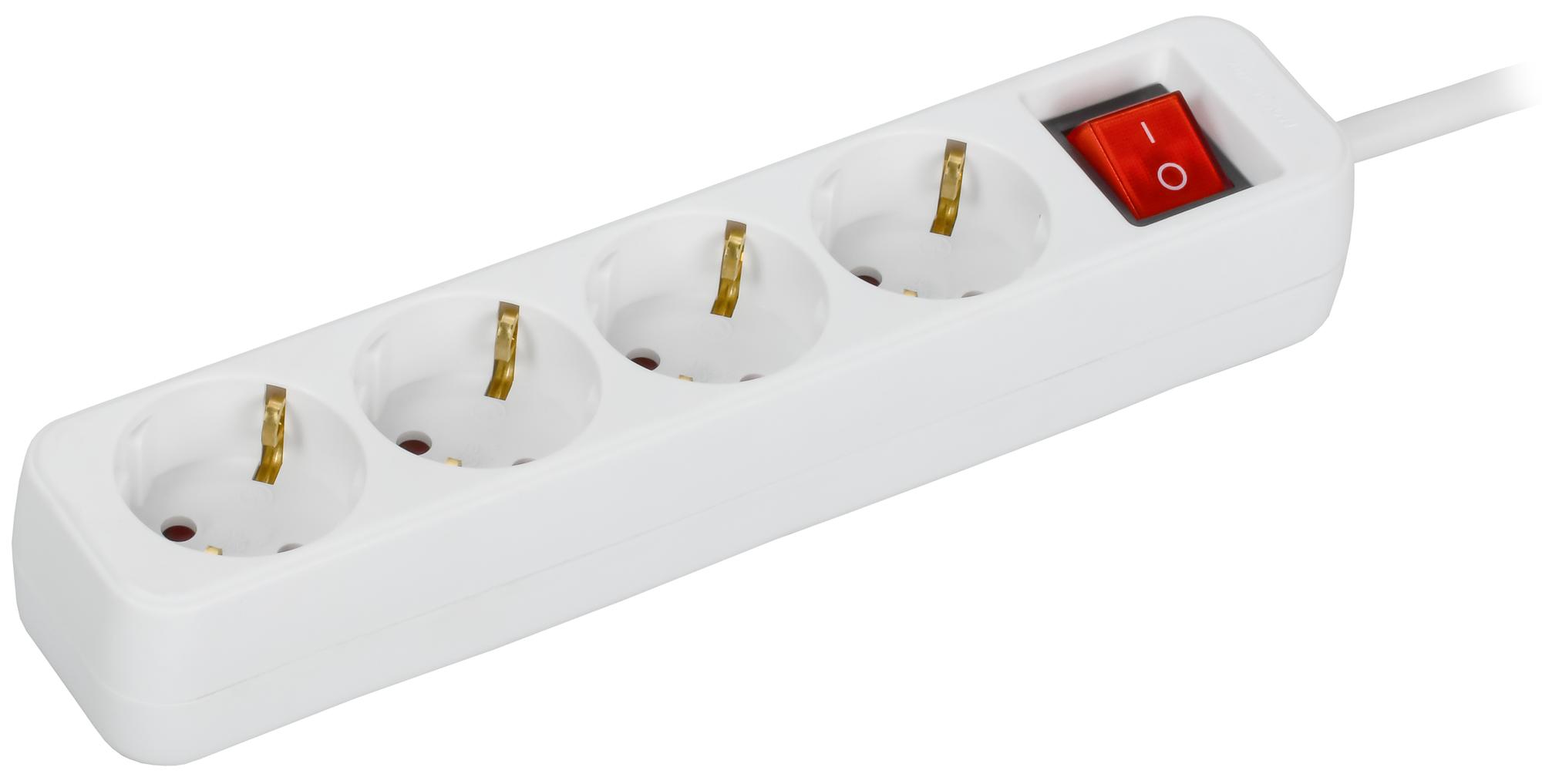 UMA Удлинитель У04К 4 места 5м 3х1,5мм2 16А бел. IEK с кнопкой