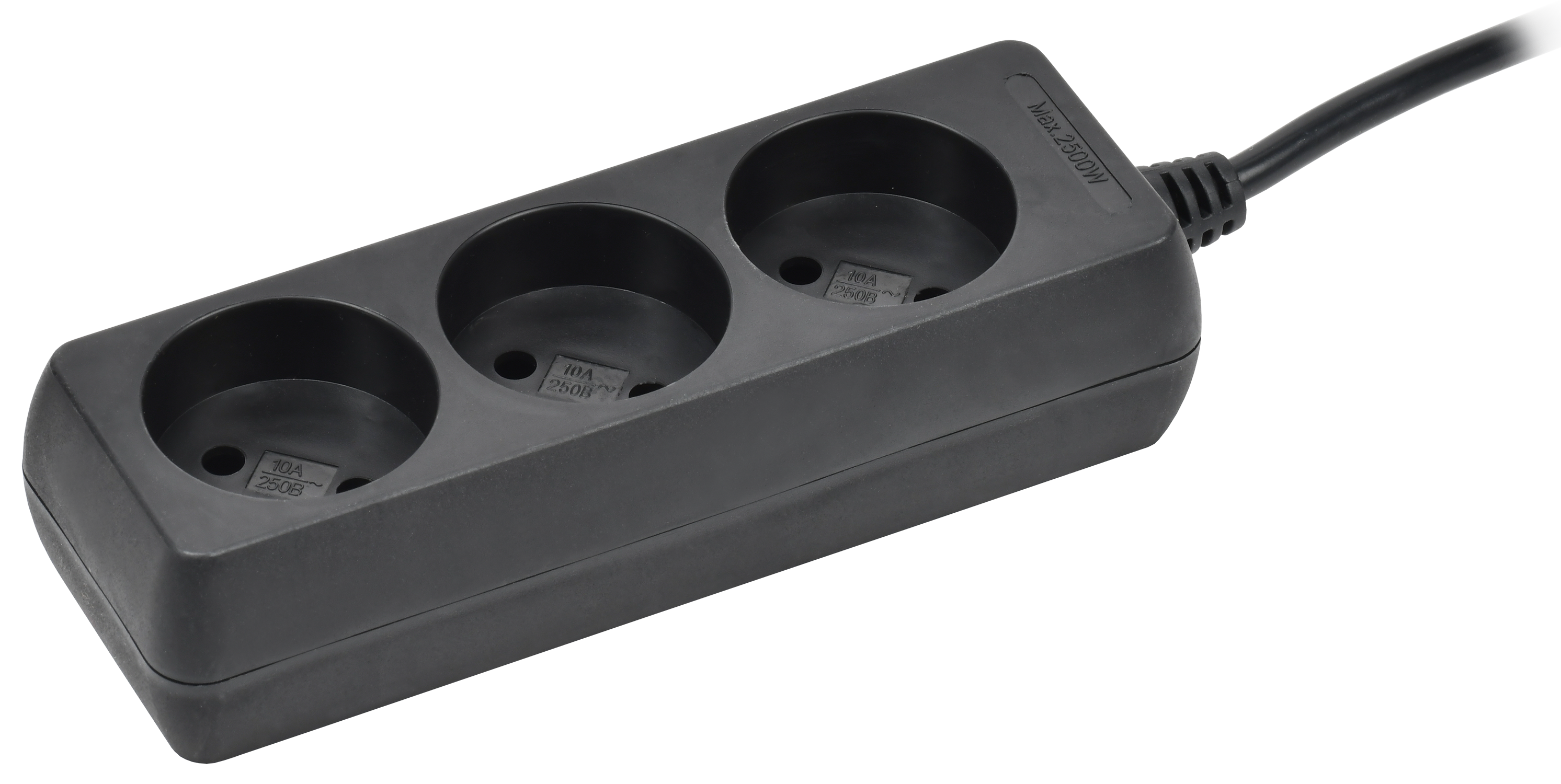 Удлинитель У3 3 места без заземления 5м 2х0,75мм2 10А 250В черный