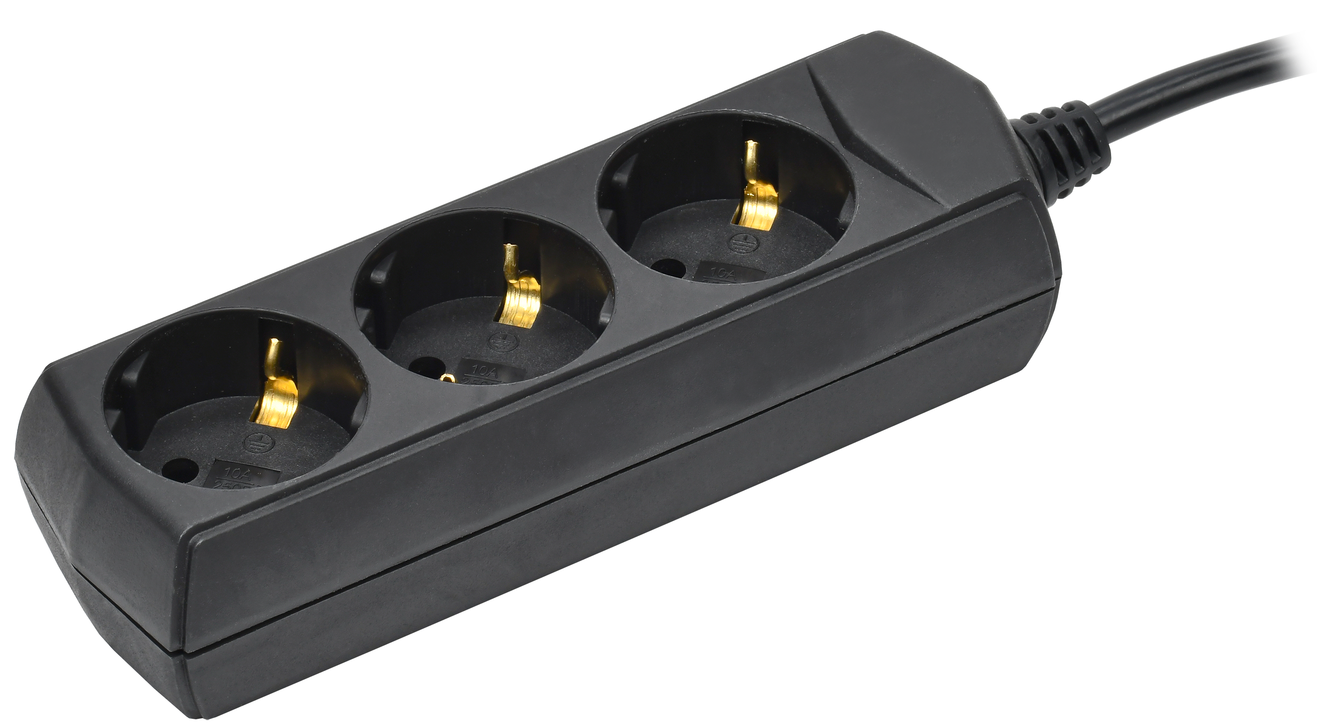 Удлинитель У03 3 места с заземлением 3м 3х1мм2 10А 250В черный GENERICA