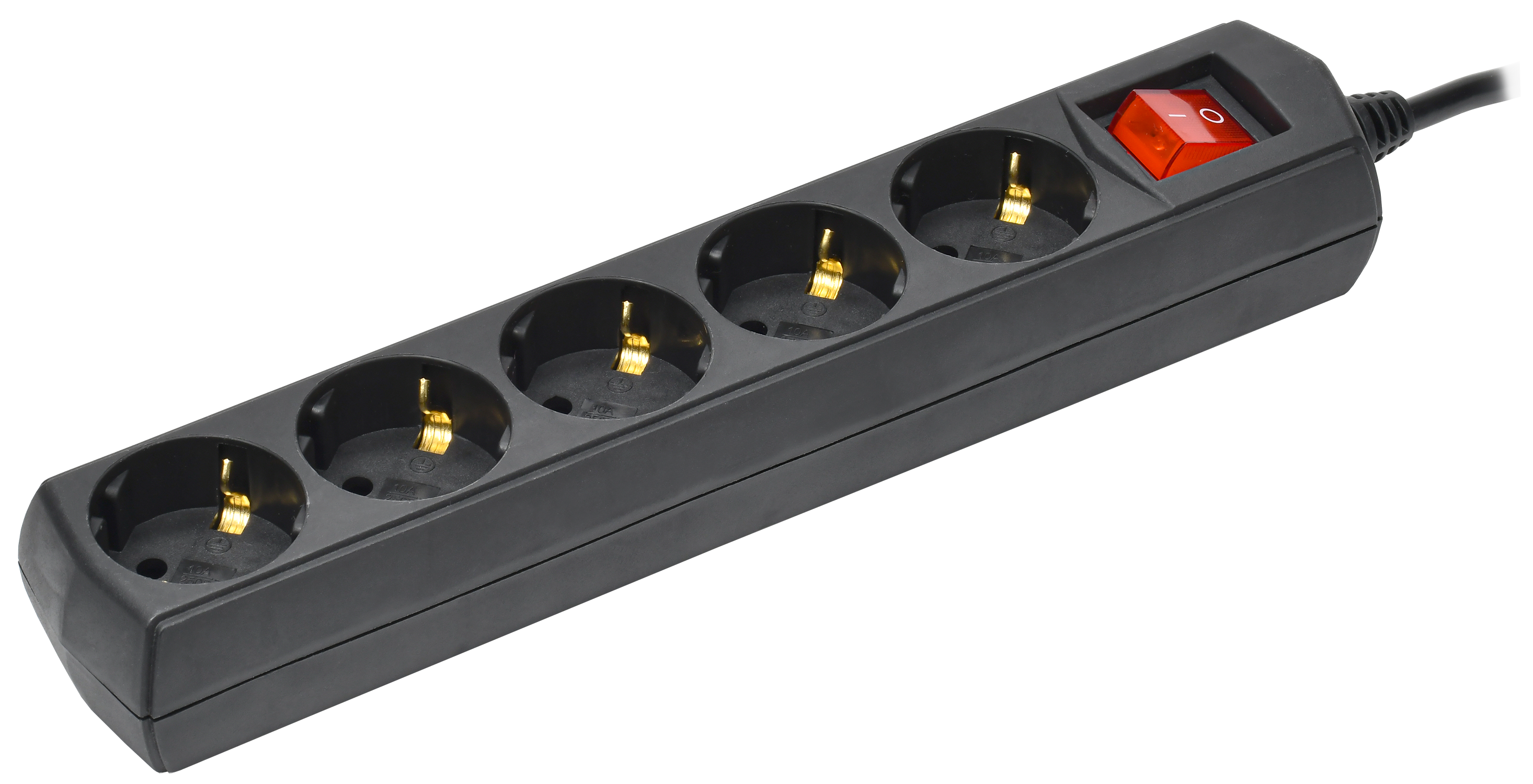 Удлинитель У05В 5 мест с заземлением 5м 3х1мм2 10А 250В черный GENERICA