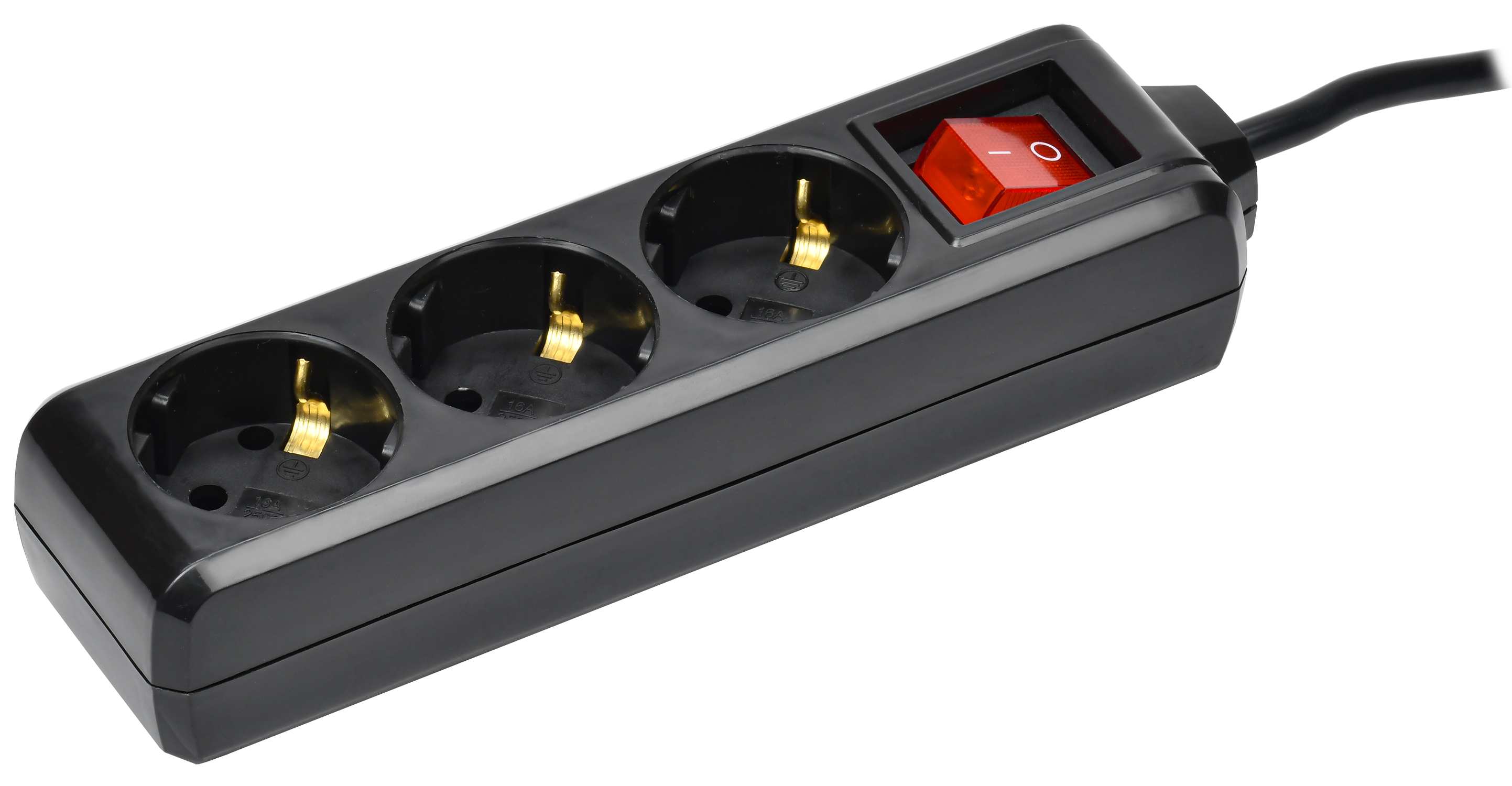 Удлинитель У03К 3 места с заземлением 3м 3х1мм2 16А 250В черный