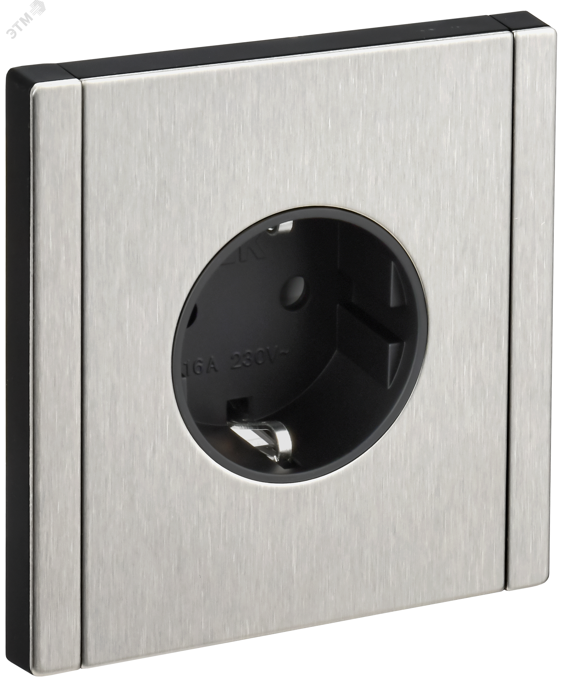 Изображение товара Розетка FORTE&PIANO 1-местная с заземлением без защитных шторок металл никель 16А