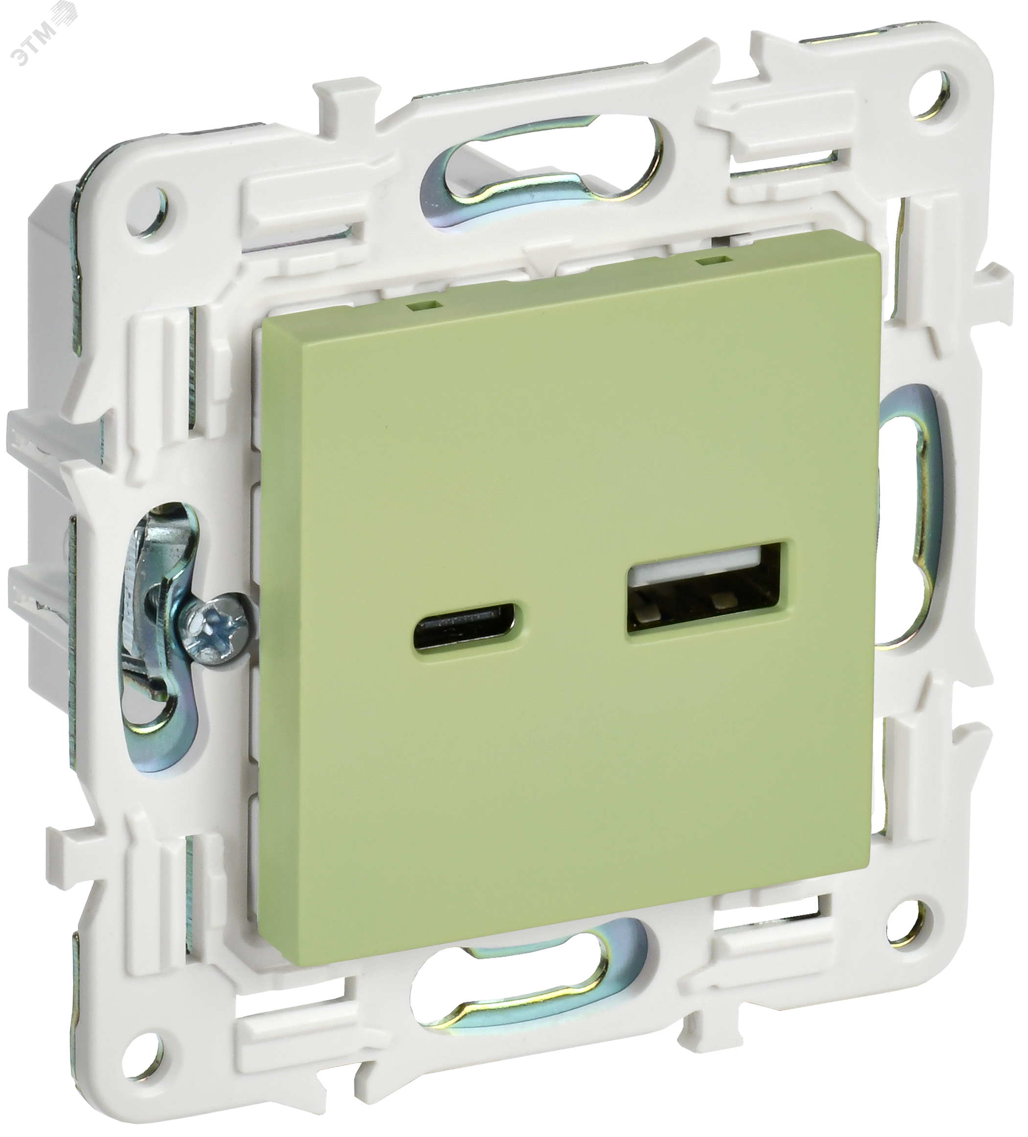 Изображение товара Розетка USB A+C для быстрой зарядки SKANDY IEK 18Вт мятная