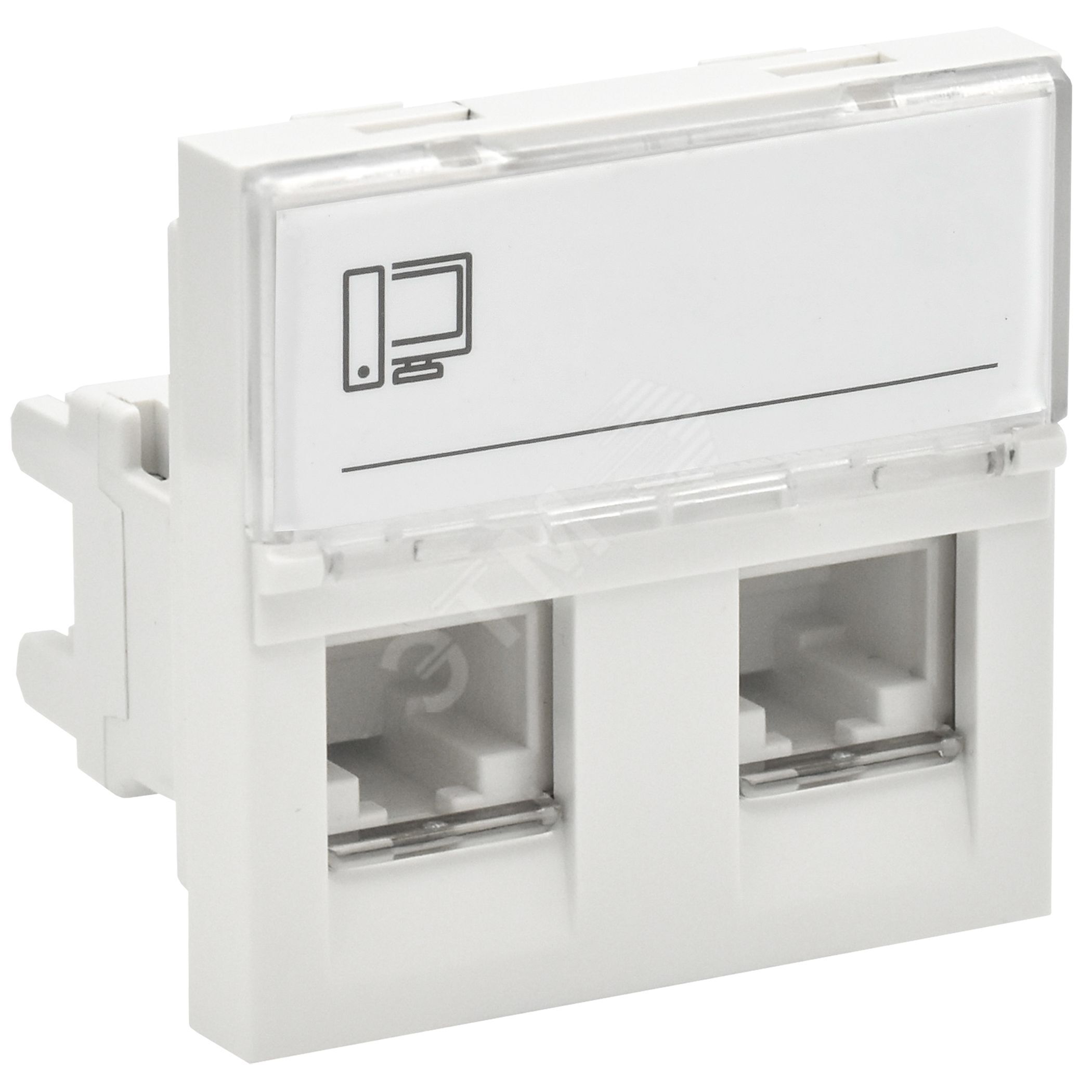 PRIMER РКИ-22-00-П-5 Розетка компьютерная RJ45 UTP кат.5E (2 модуля 2 входа) белая