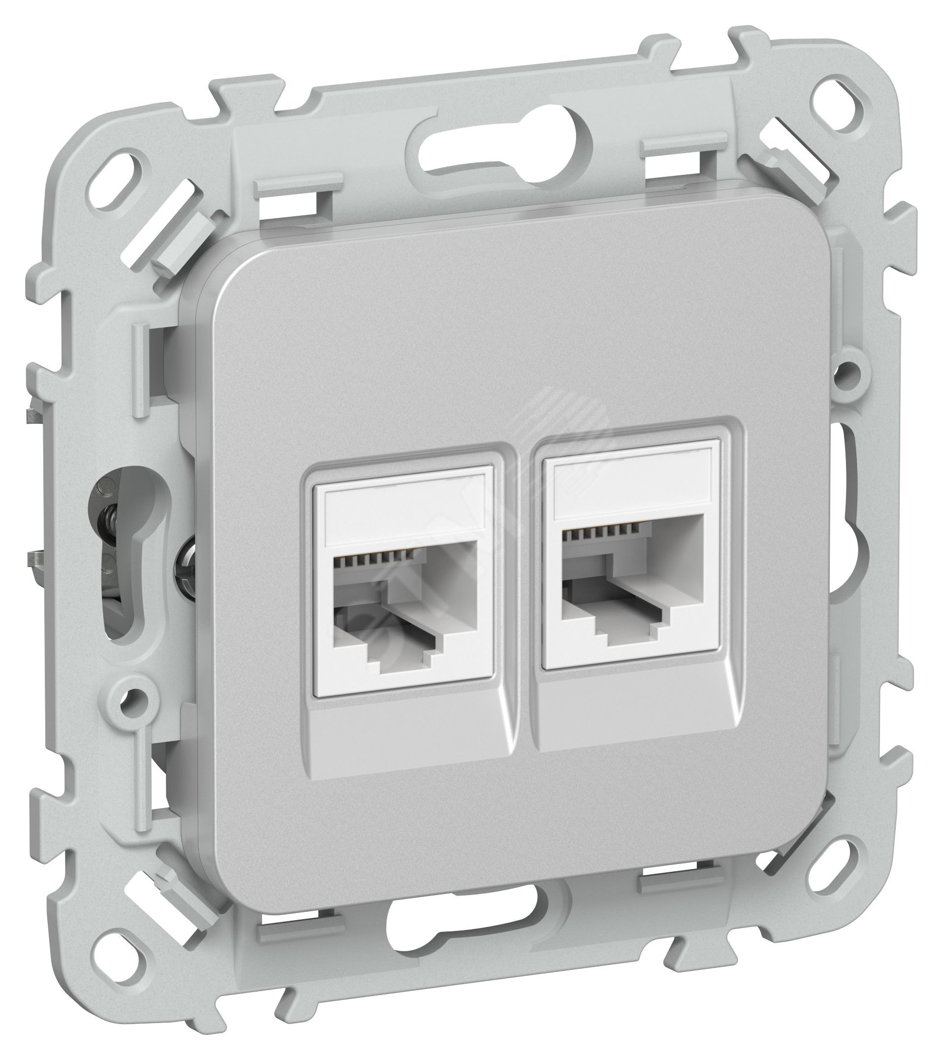 Изображение товара FLITE Розетка 2-местная компьютерная RJ45 категория 5Е UTP РК5е-2-0-ФлА алюминий (шт)