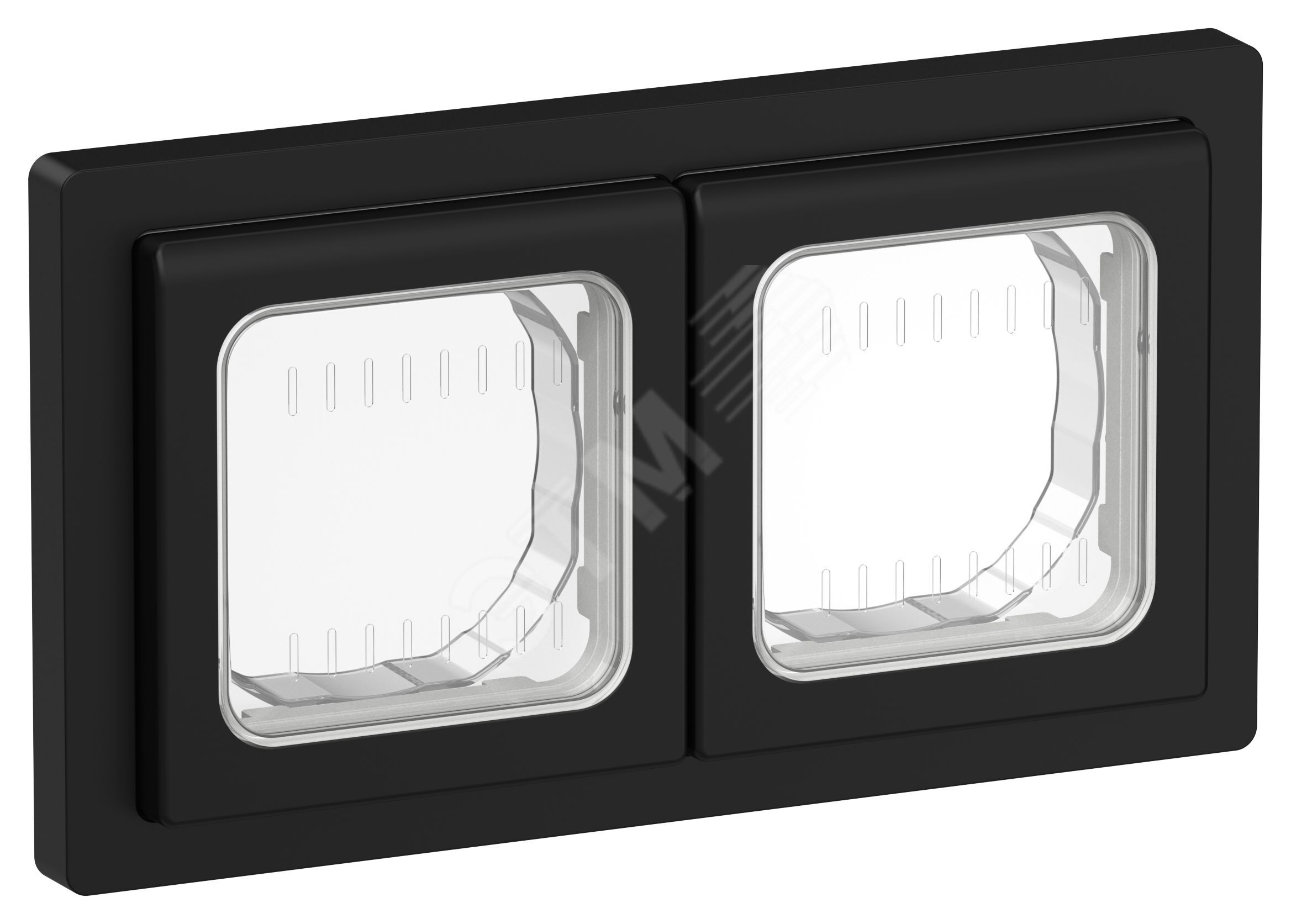 Изображение товара Рамка 2-местная IEK FLITE IP55 черная для электросетей Изображение товара Рамка 2-местная IEK FLITE IP55 черная для электросетей