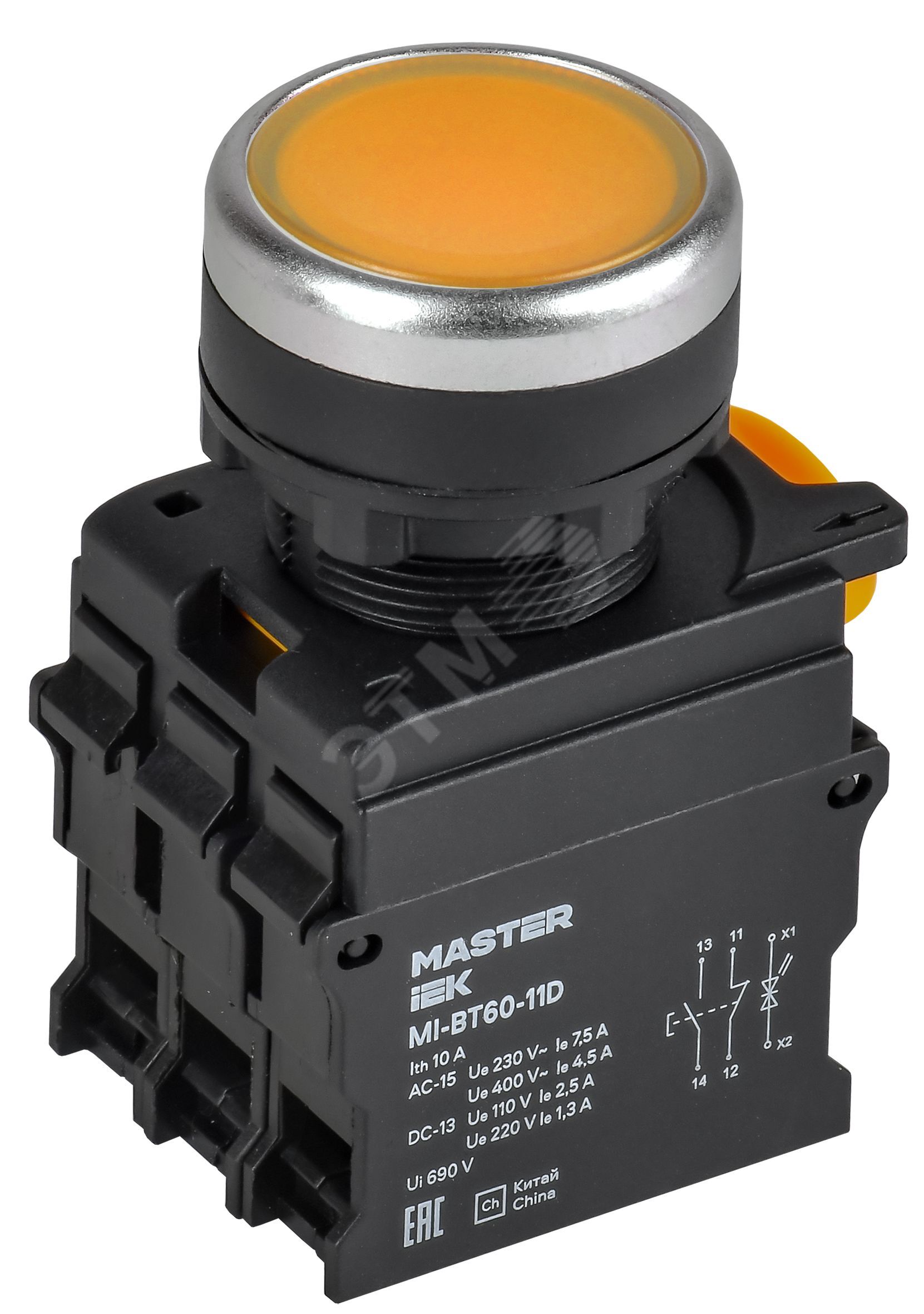 Изображение товара Кнопка с подсветкой MASTER MI-BT60 d=22мм, 1NO+1NC, IP65 Изображение товара Кнопка с подсветкой MASTER MI-BT60 d=22мм, 1NO+1NC, IP65