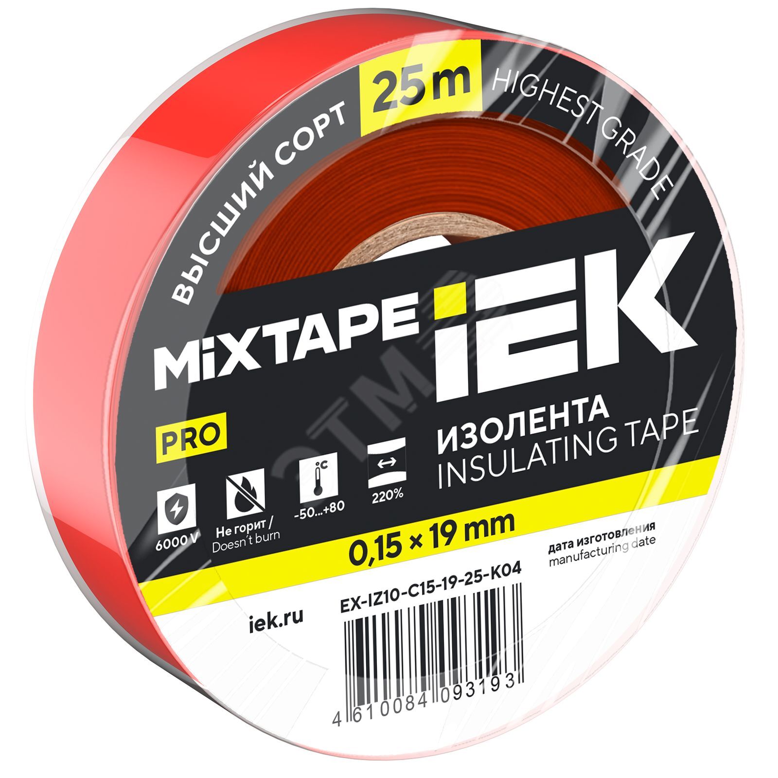 Изображение товара Изолента ПВХ IEK MIXTAPE PRO 25м красная для электромонтажных работ Изображение товара Изолента ПВХ IEK MIXTAPE PRO 25м красная для электромонтажных работ