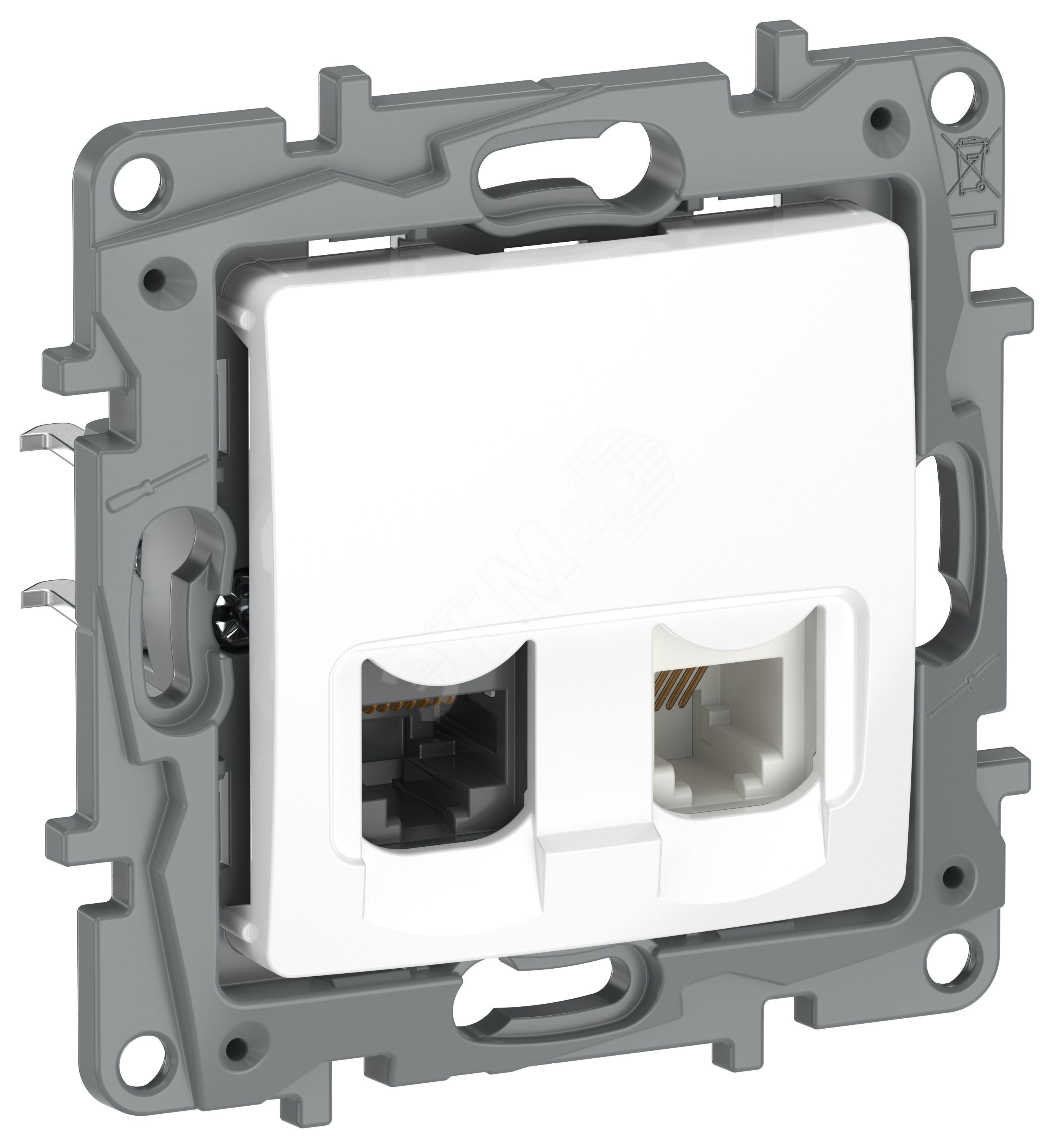 Изображение товара IEKETIKA Розетка двойная RJ11+RJ45 кат.5E UTP 6722521 белый (шт)