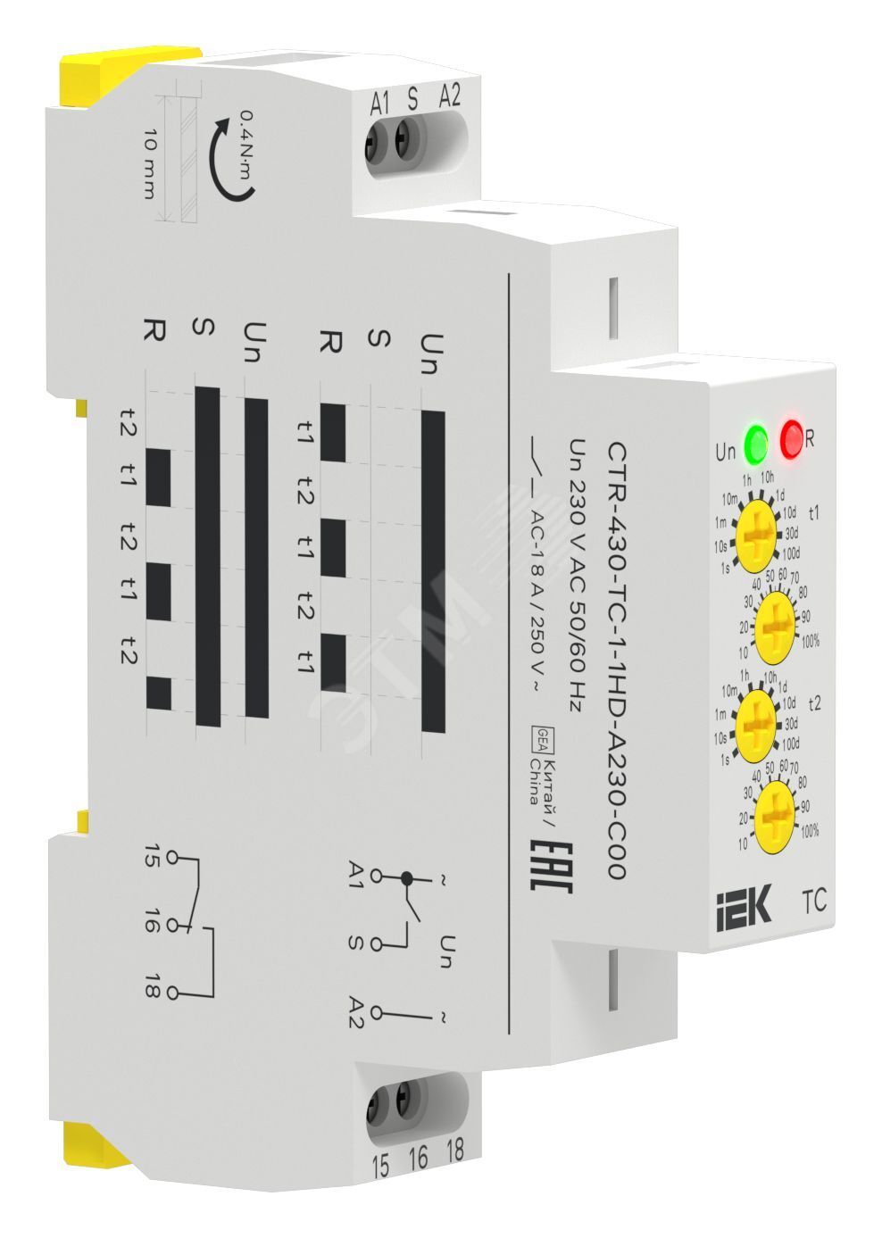 Изображение товара Реле времени IEK CTR-430-TC-1-1HD-A230-C00 с настройкой времени