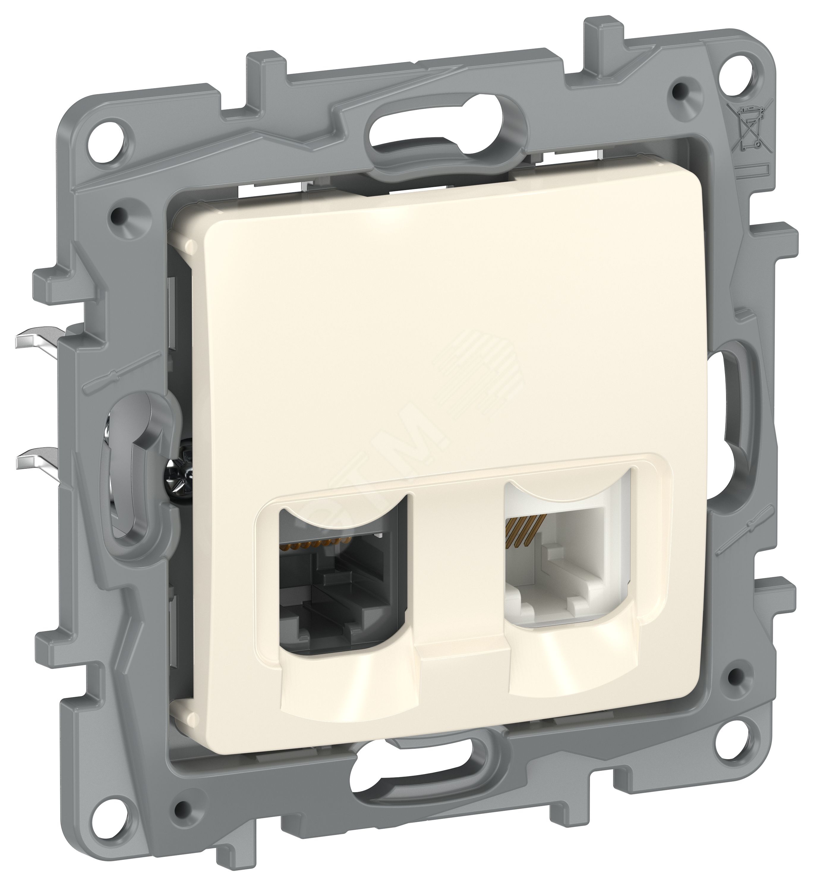 Изображение товара IEKETIKA Розетка двойная RJ11+RJ45 кат.5E UTP 6723521 слоновая кость (шт) Изображение товара IEKETIKA Розетка двойная RJ11+RJ45 кат.5E UTP 6723521 слоновая кость (шт)
