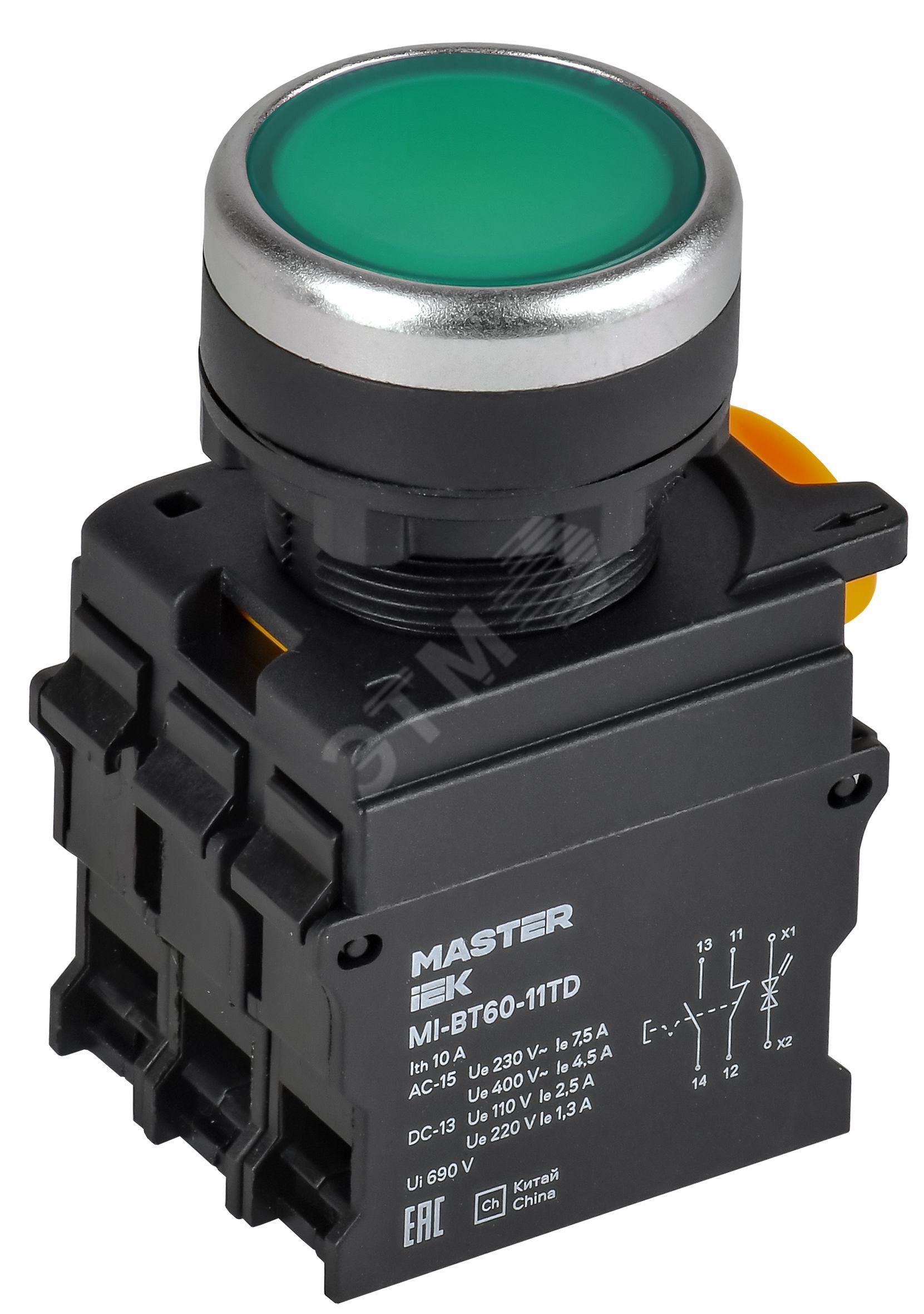 Изображение товара Кнопка IEK MI-BT60-11TD-3-11-K06 22 мм зелёная с индикатором