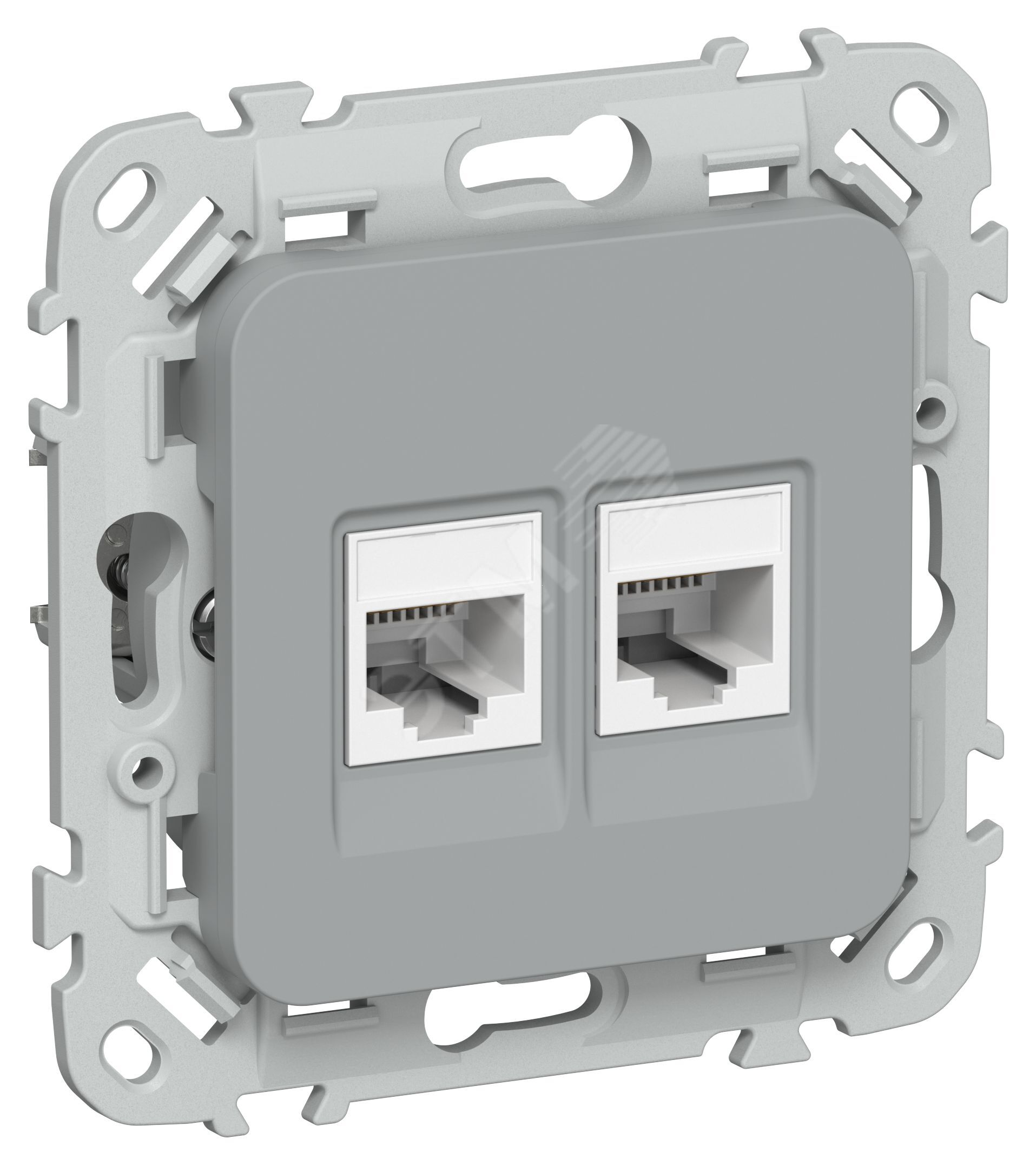 FLITE Розетка 2-местная компьютерная RJ45 категория 5Е UTP РК5е-2-0-ФлС серый